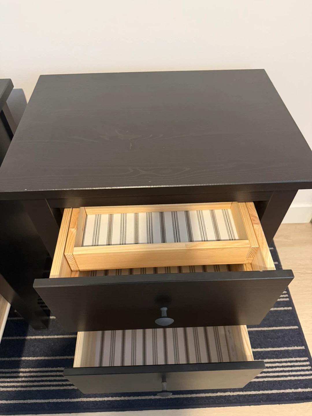 Pair of Black 2-Drawer Nightstands - photo 4