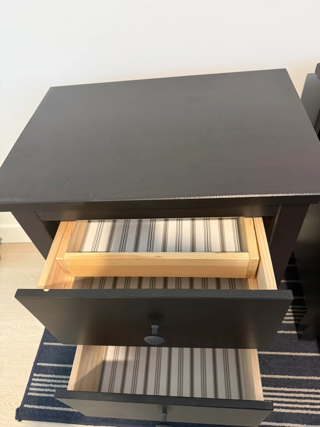 Pair of Black 2-Drawer Nightstands - photo 3