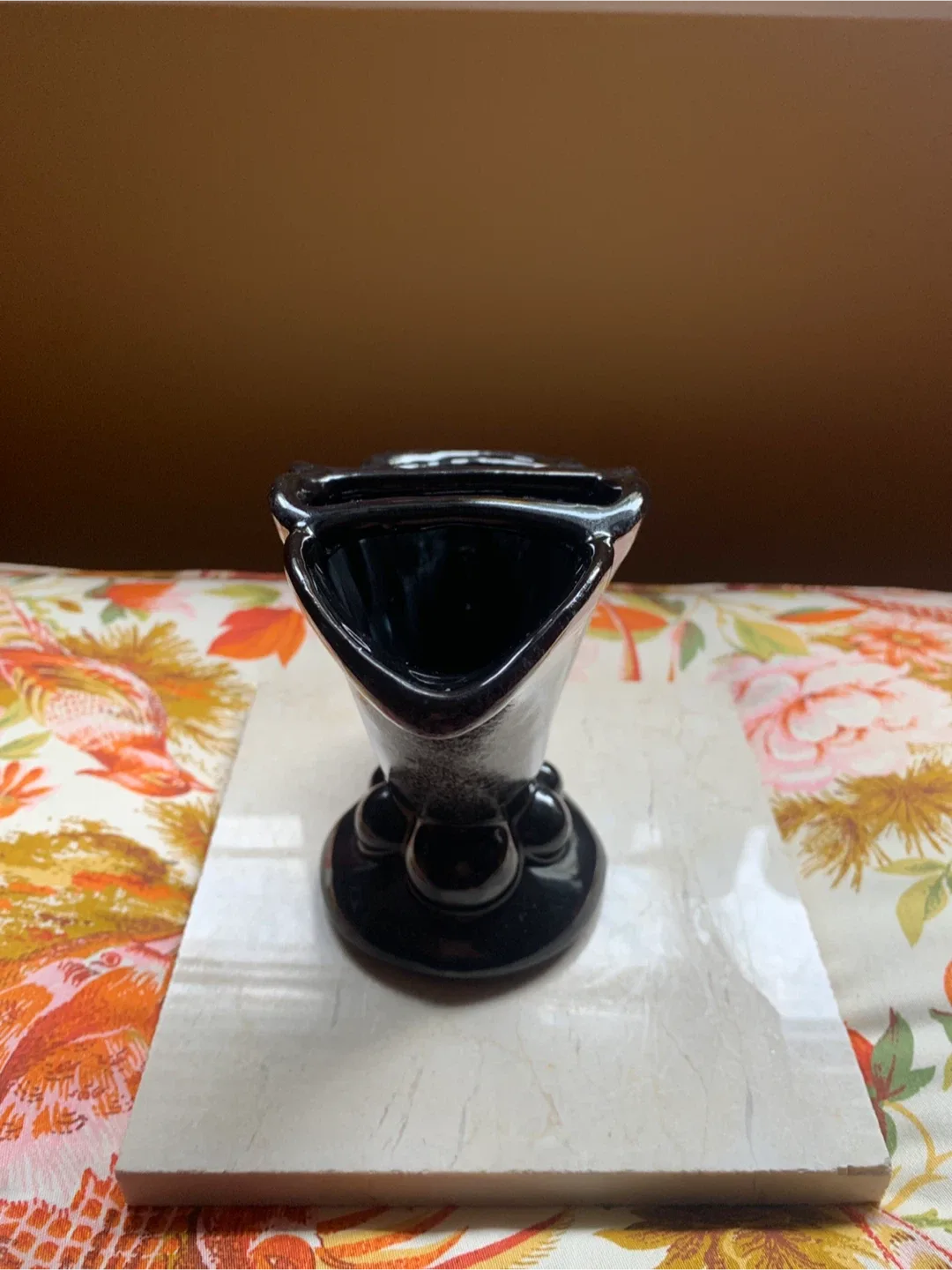 Black Ceramic Cornucopia Vase By Beauceware image indicator(2)