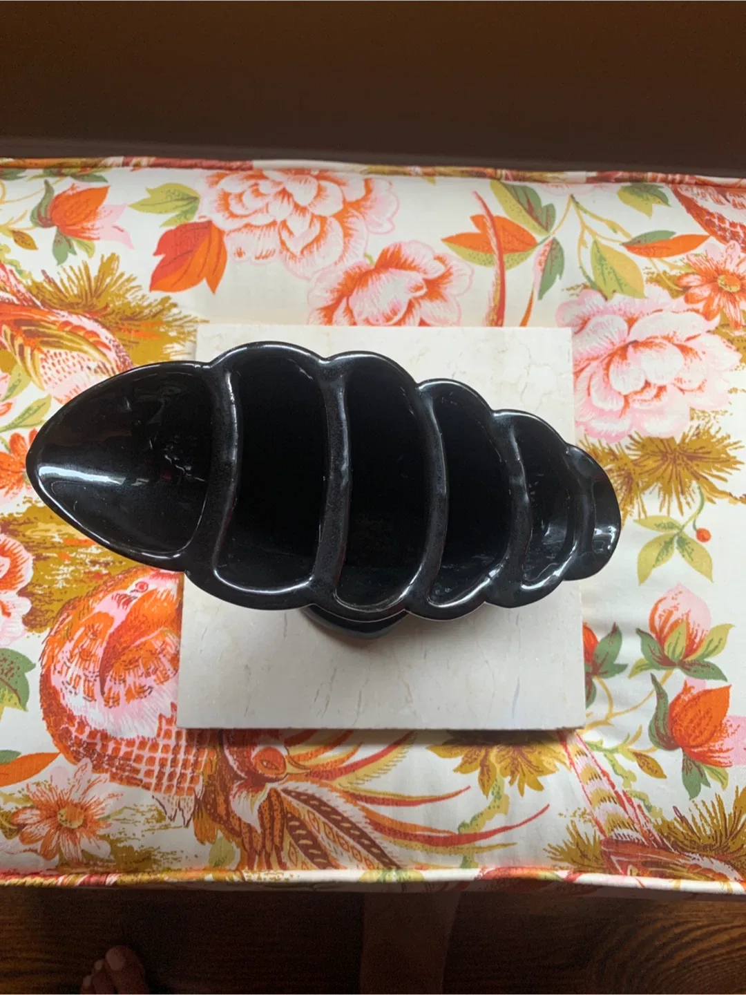 Black Ceramic Cornucopia Vase By Beauceware image indicator(4)