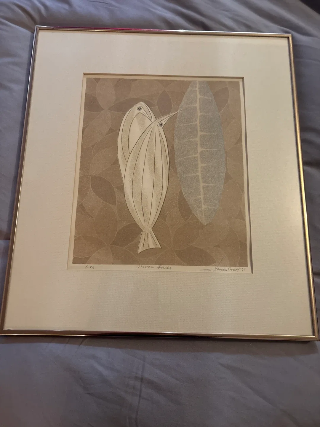 Framed Moon Birds Art Print by Vandenbosch '73 thumbnail
