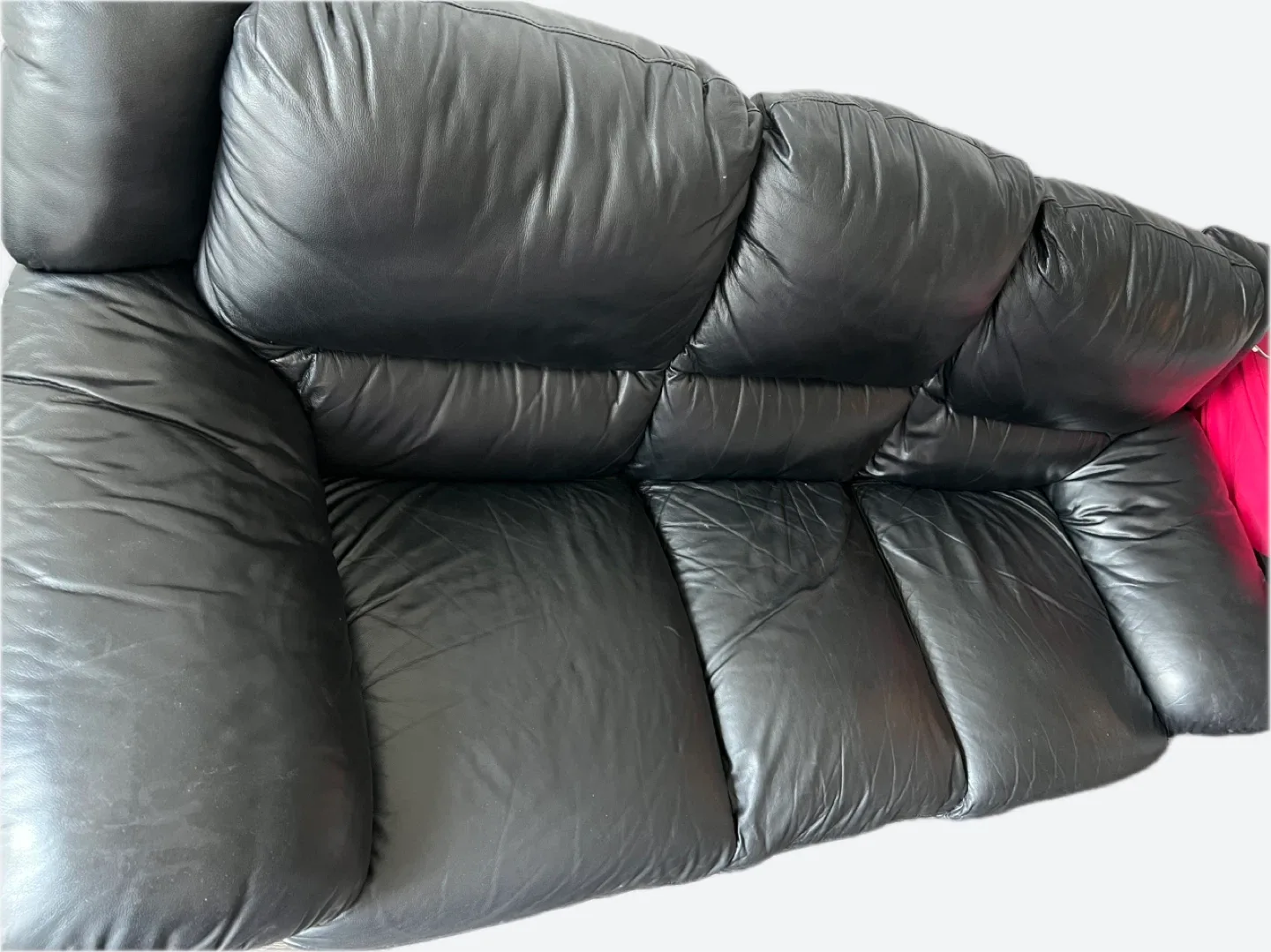 Black Leather 3-Seater Sofa image indicator(2)