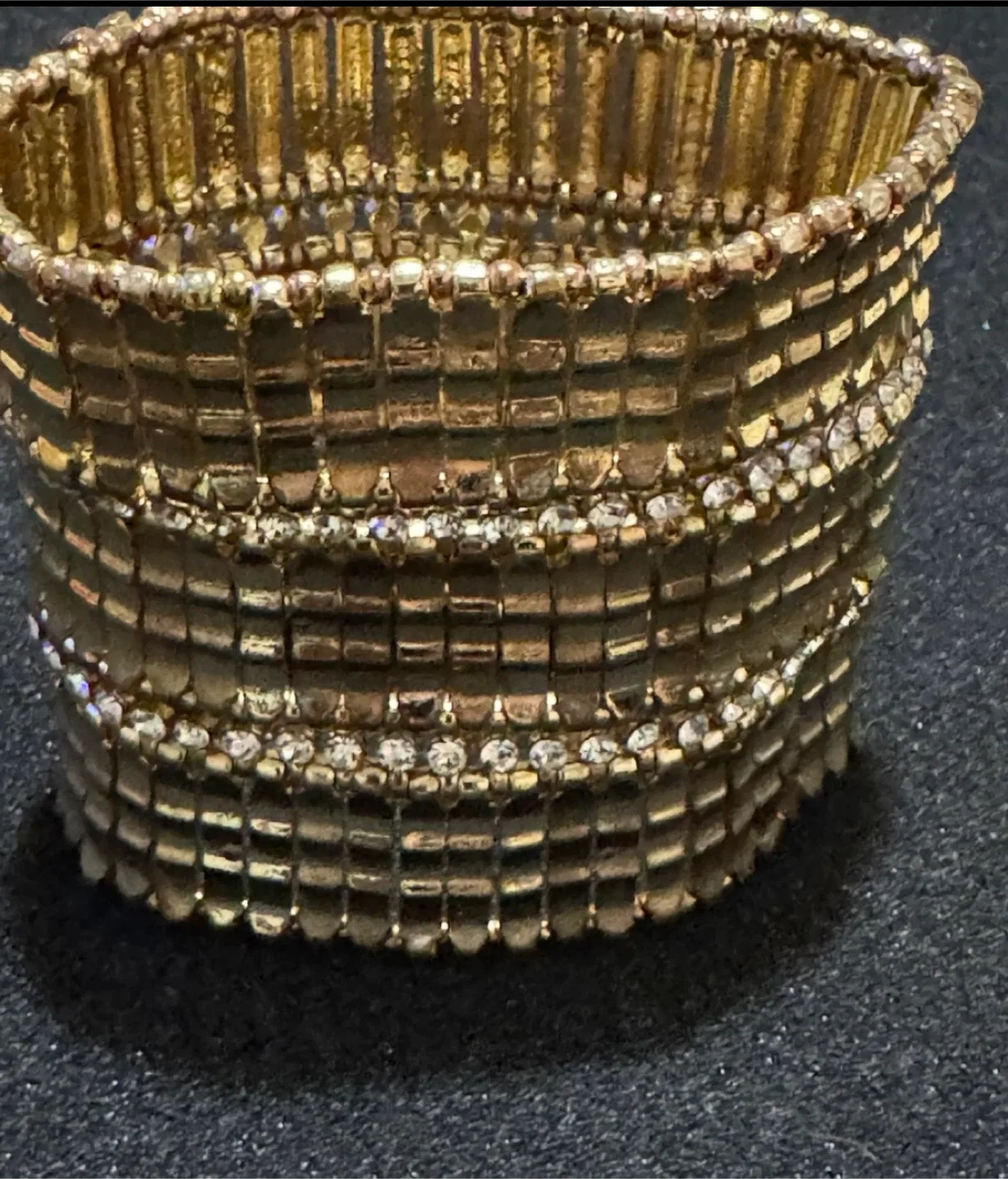 Gold Tone Stretch Bracelet with Rhinestones image indicator(2)