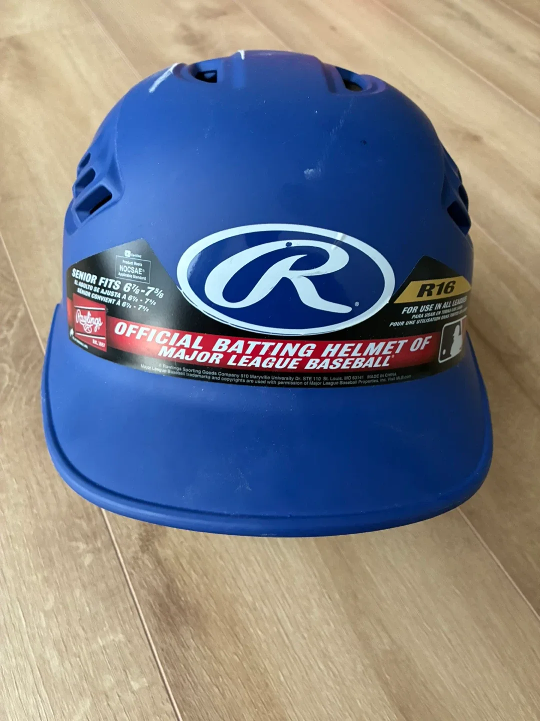 Rawlings R16 Official Batting Helmet - Blue, Size 6 3/4 - 7 1/2 thumbnail
