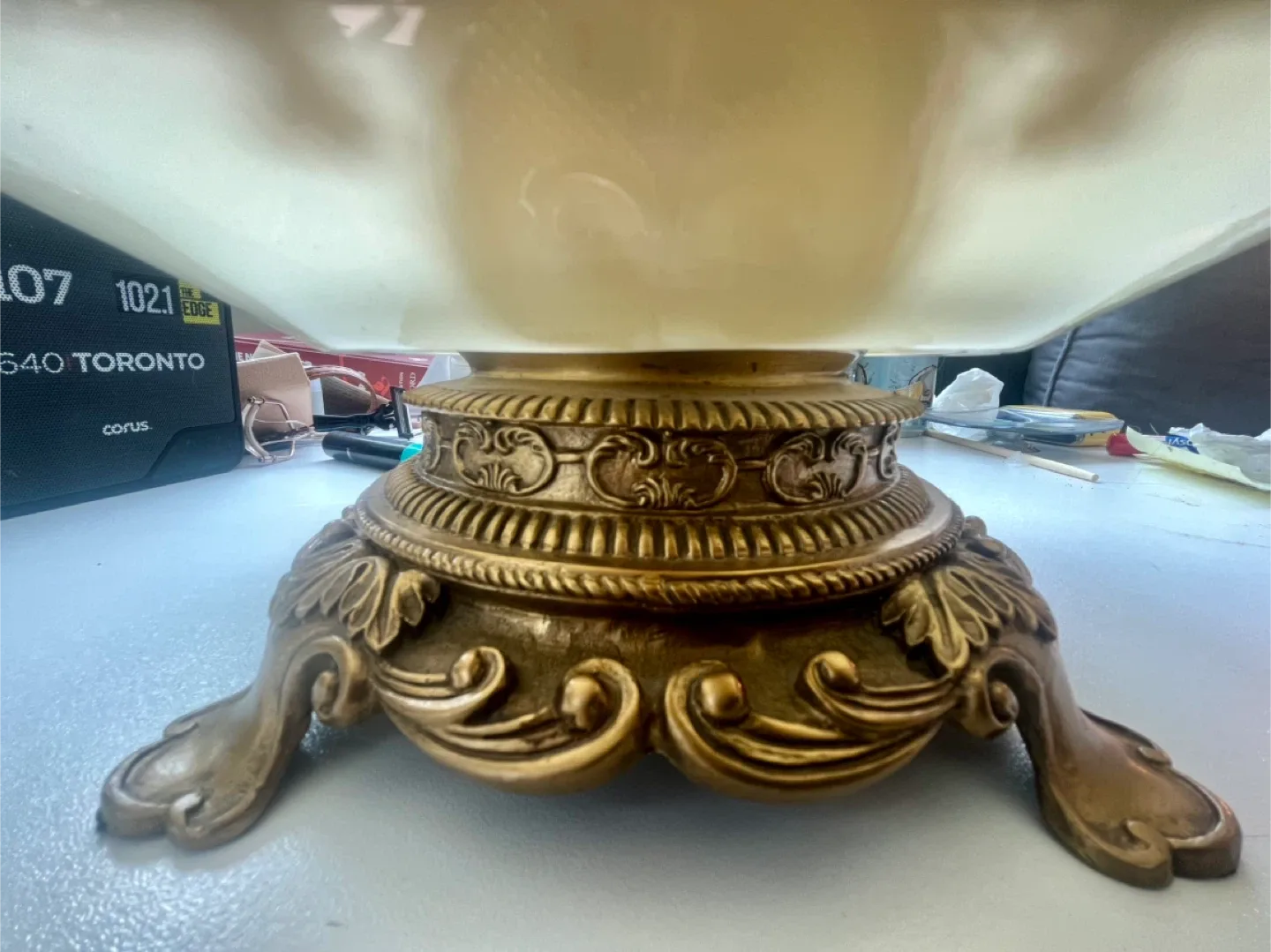 Vintage Decorative Glass Tray with Handles image indicator(2)