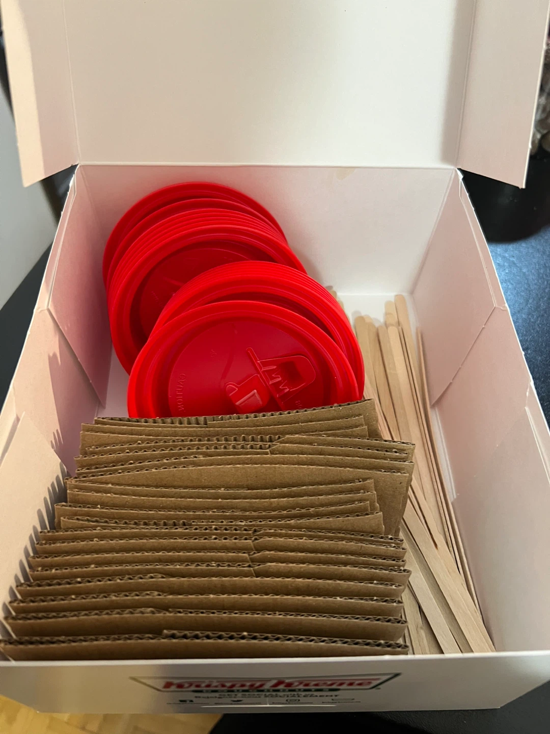 Krispy Kreme Box with Lids, Dividers, Stir Sticks