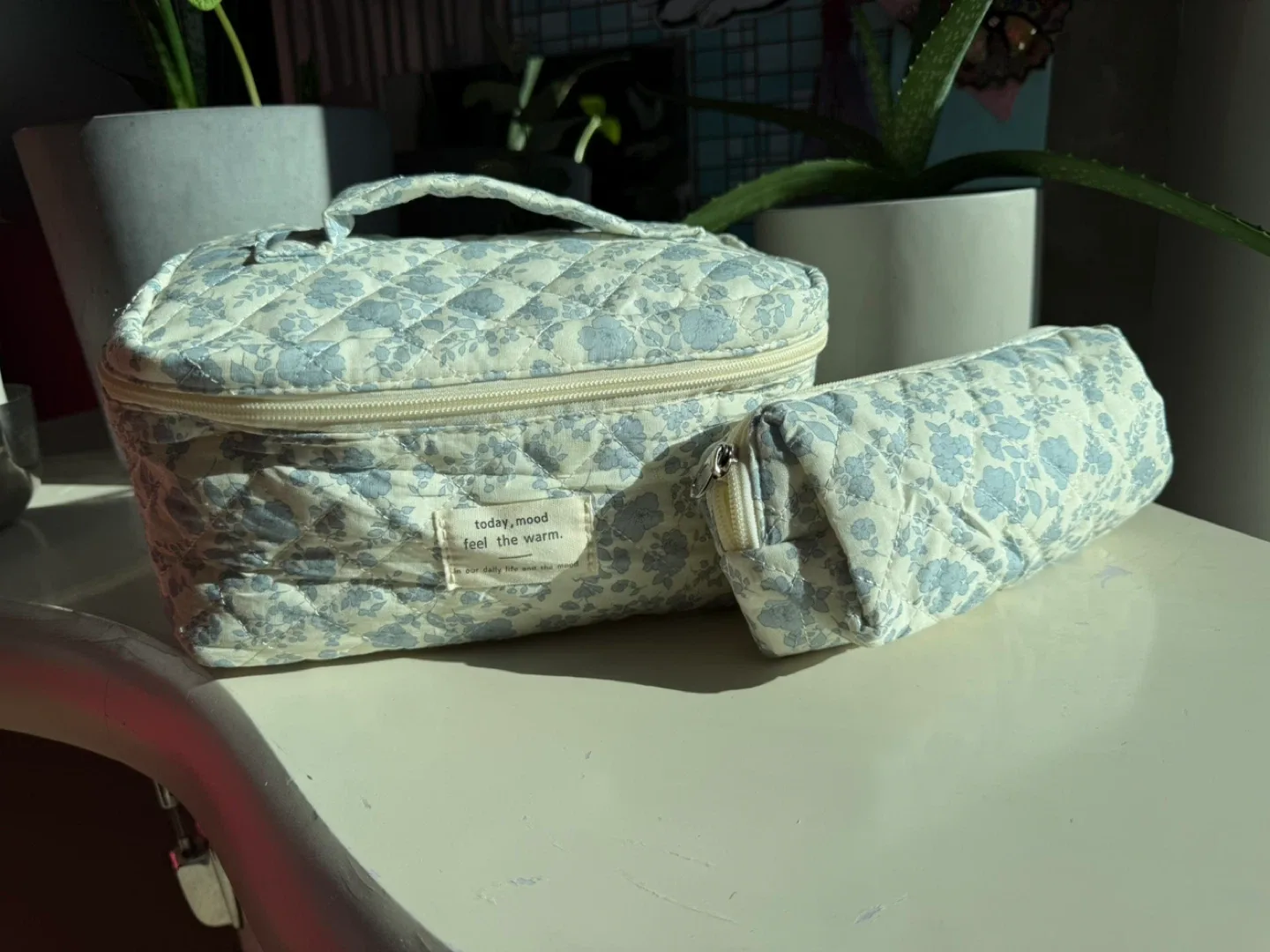 Floral Quilted Cosmetic Bag Set thumbnail