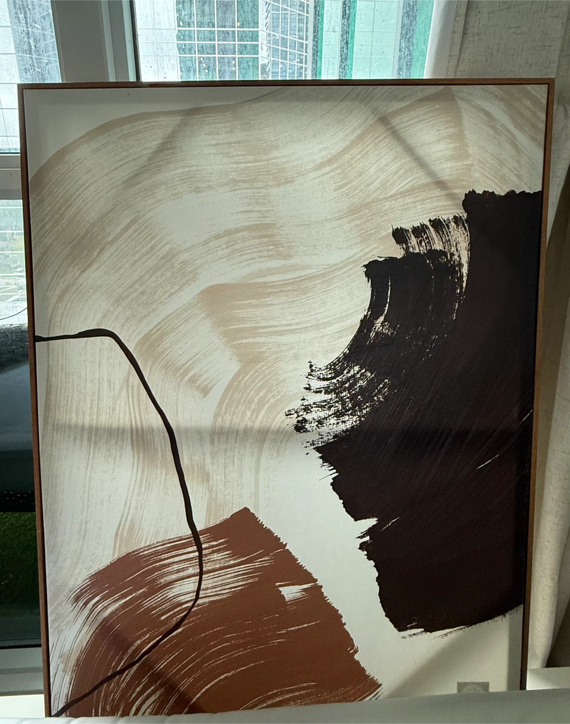 Abstract Painting with Wooden Frame