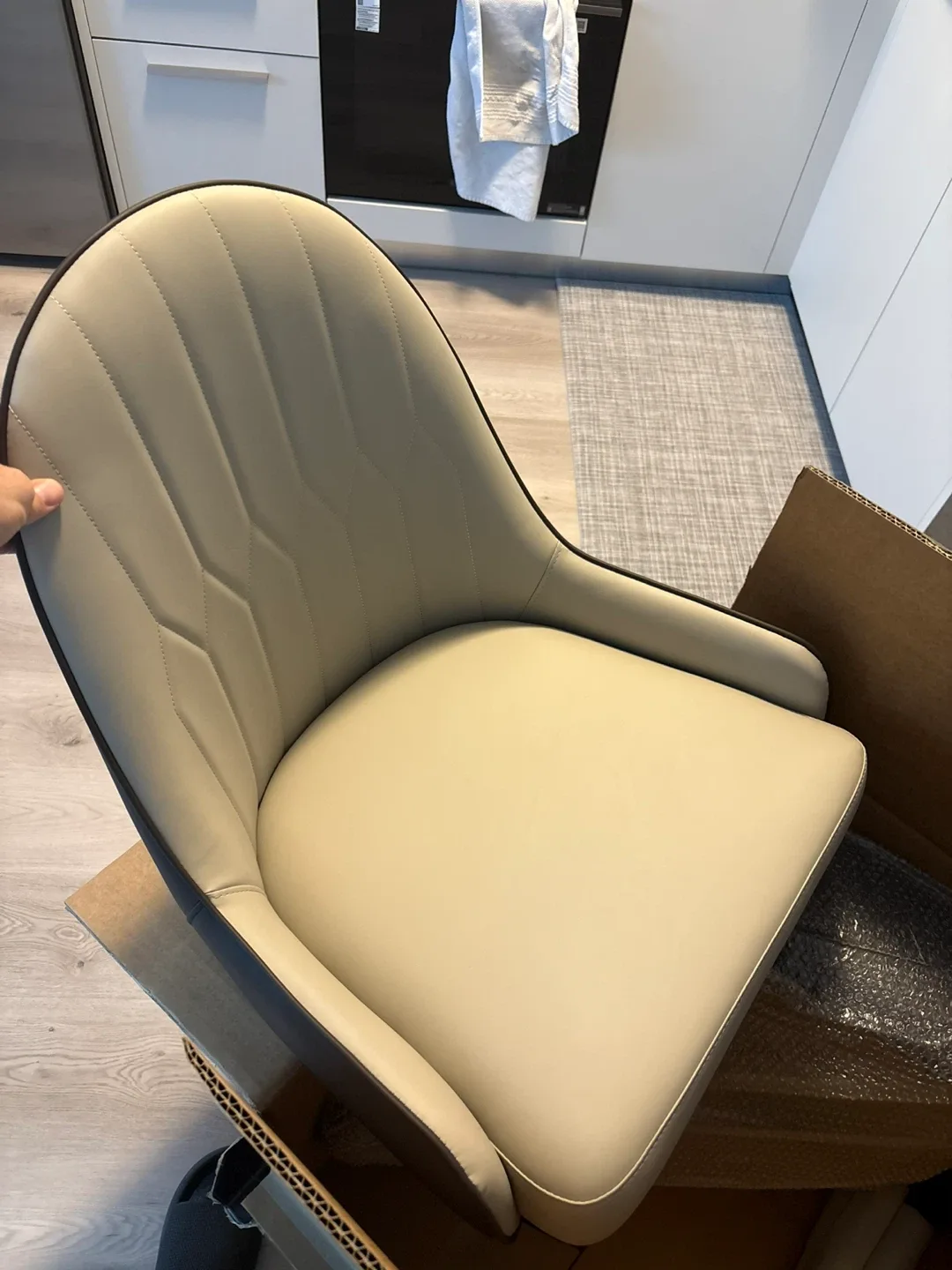 Dining Chair - Beige Microfiber Leather image indicator(5)