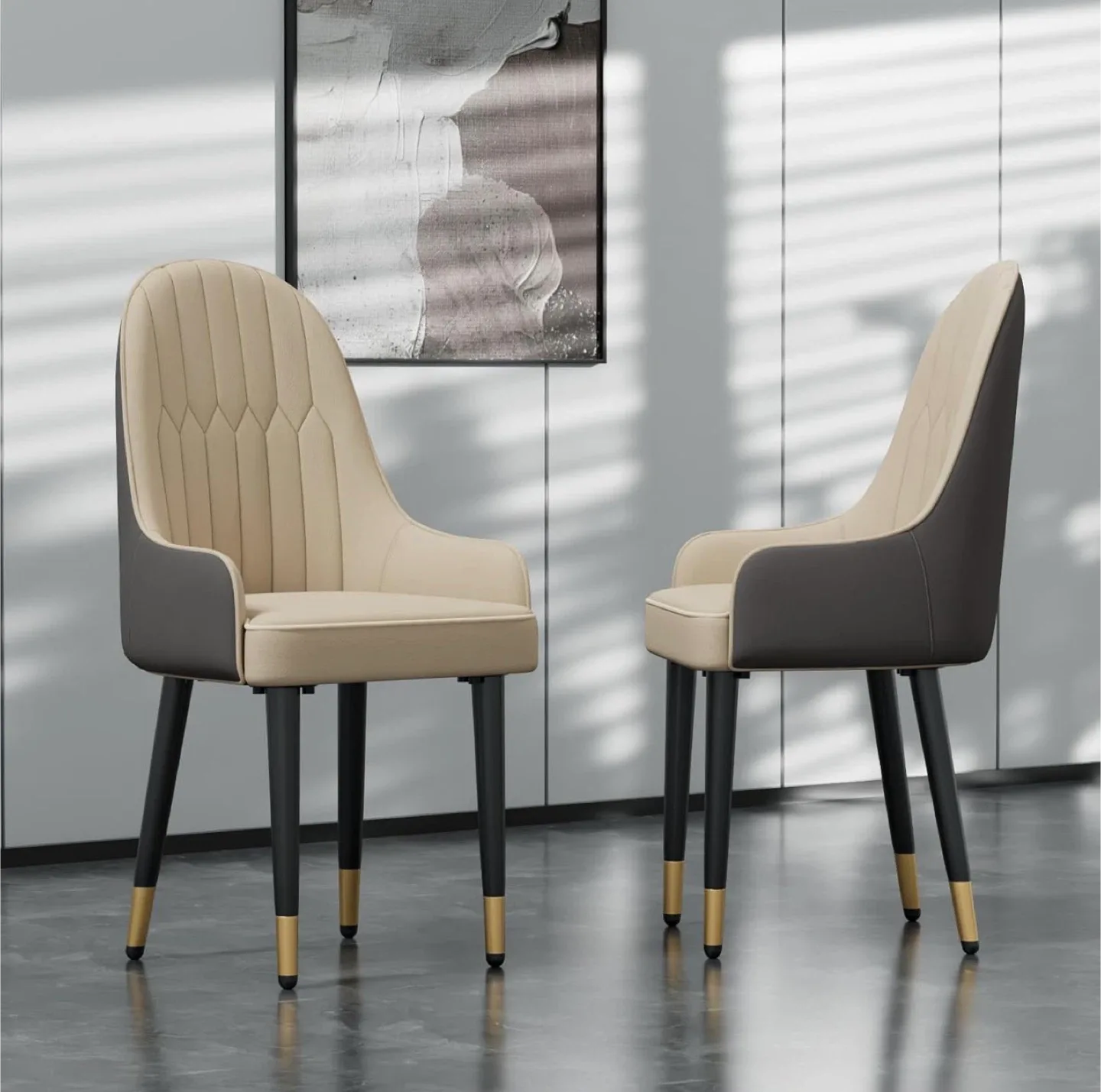 Dining Chair - Beige Microfiber Leather thumbnail
