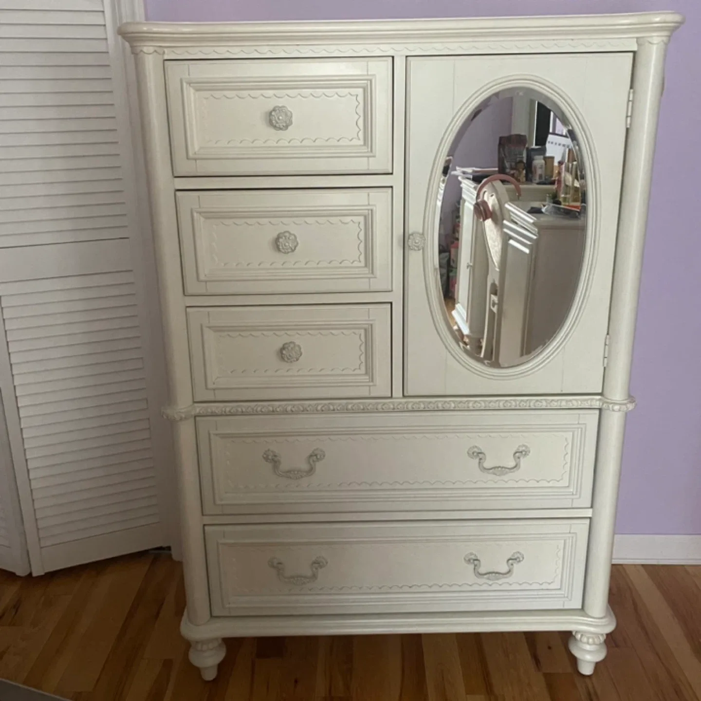 White Armoire Dresser with Mirror image indicator(2)