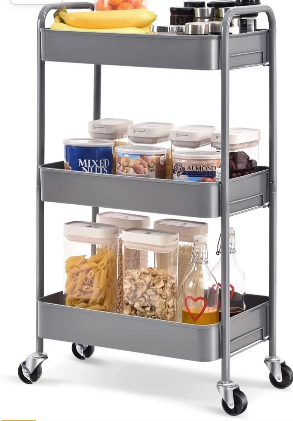 3 Tier Metal Utility Cart (Grey) image indicator(4)