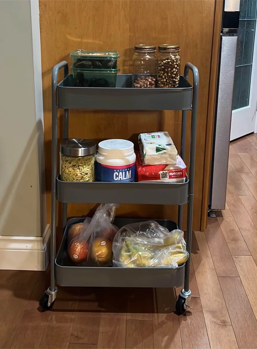 3 Tier Metal Utility Cart (Grey)