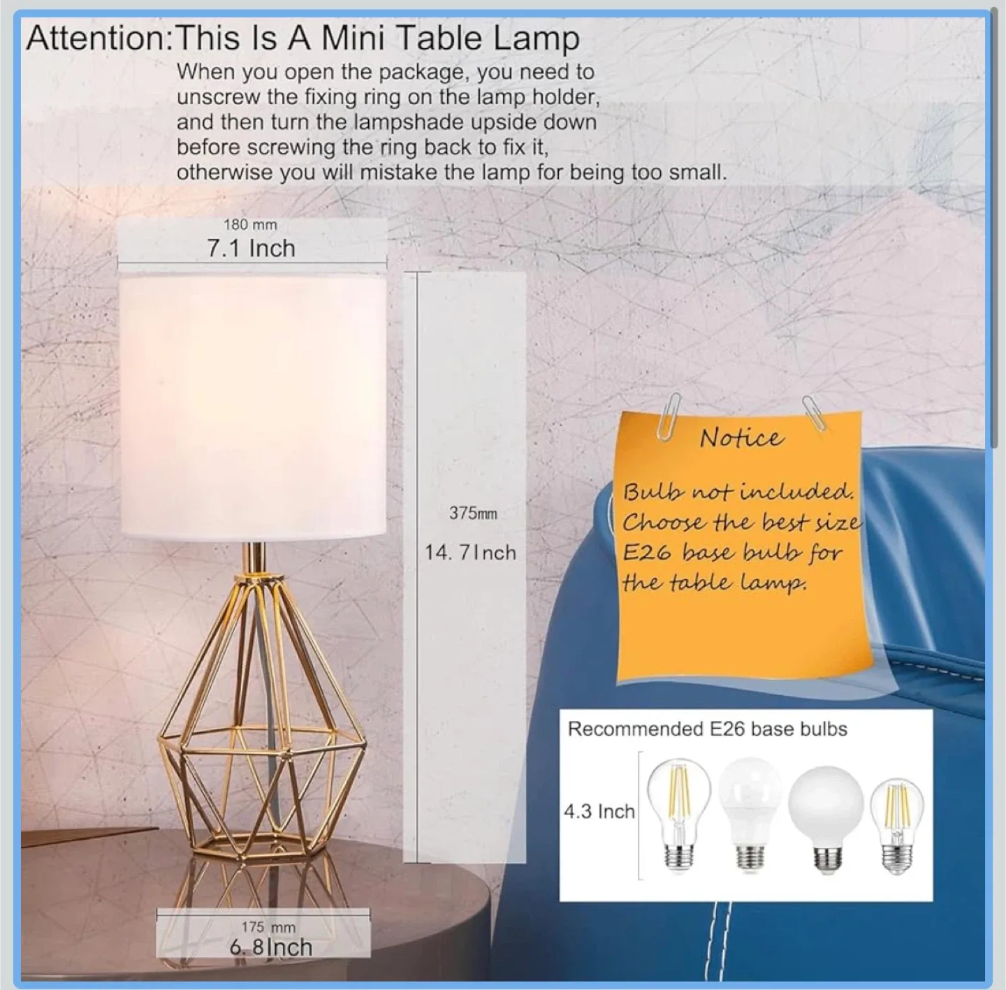 Set of 2 Modern Gold Geometric Mini Table Lamps — Like New image indicator(5)
