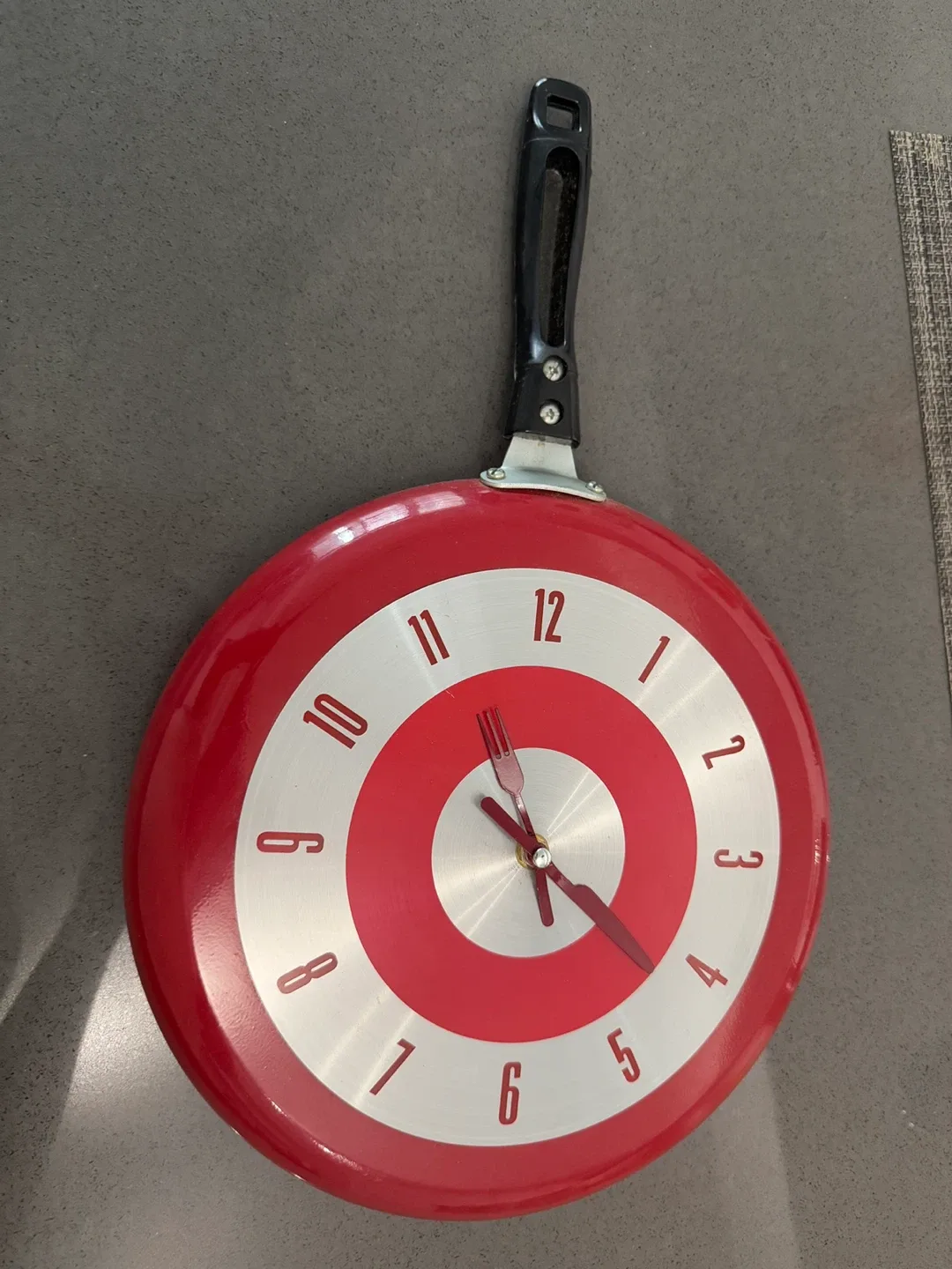 Red Frying Pan Wall Clock - Unique Decor thumbnail