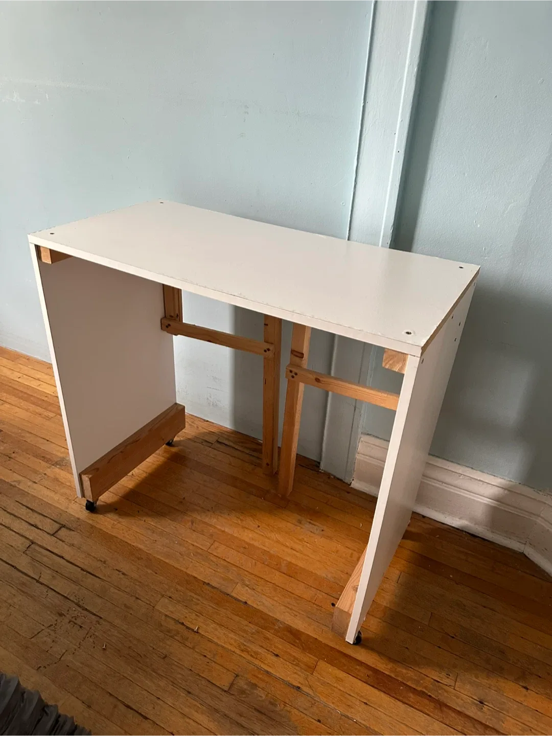 White Folding Desk on Wheels thumbnail
