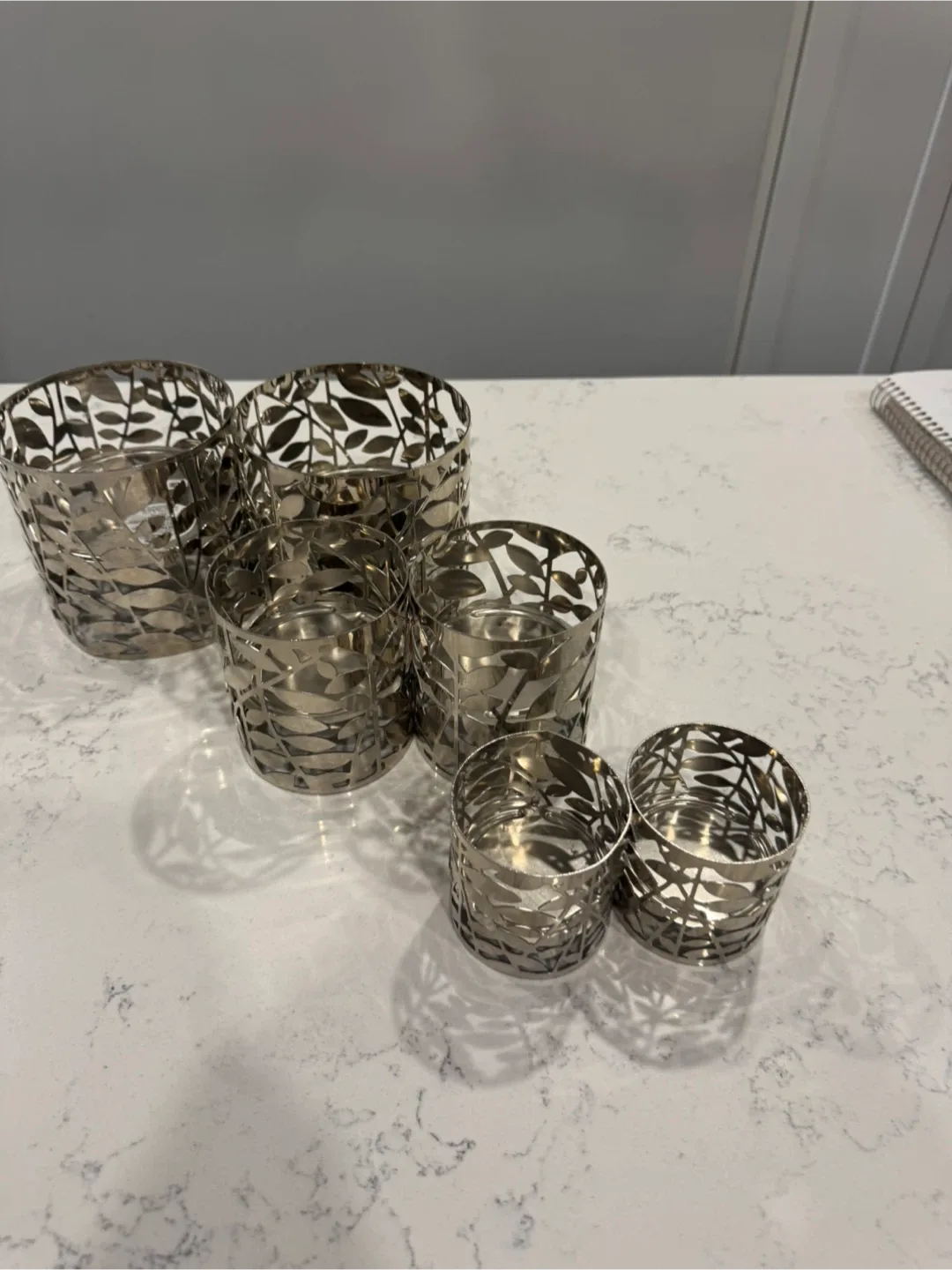 Set of 6 Silver Metal Candle Holders image indicator(2)