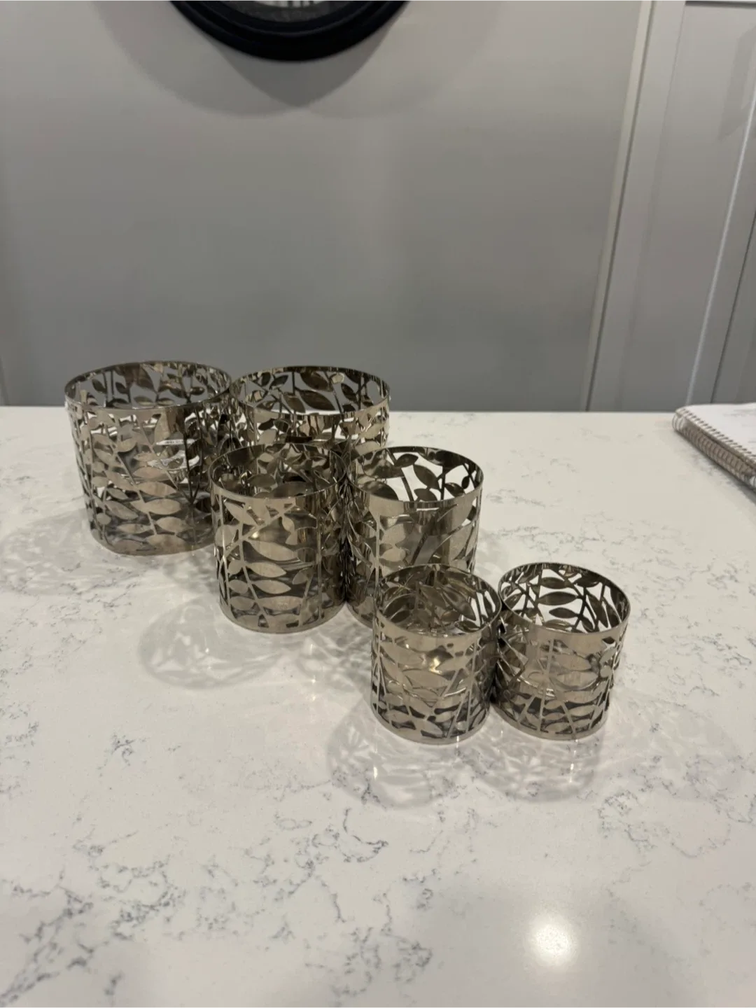 Set of 6 Silver Metal Candle Holders thumbnail