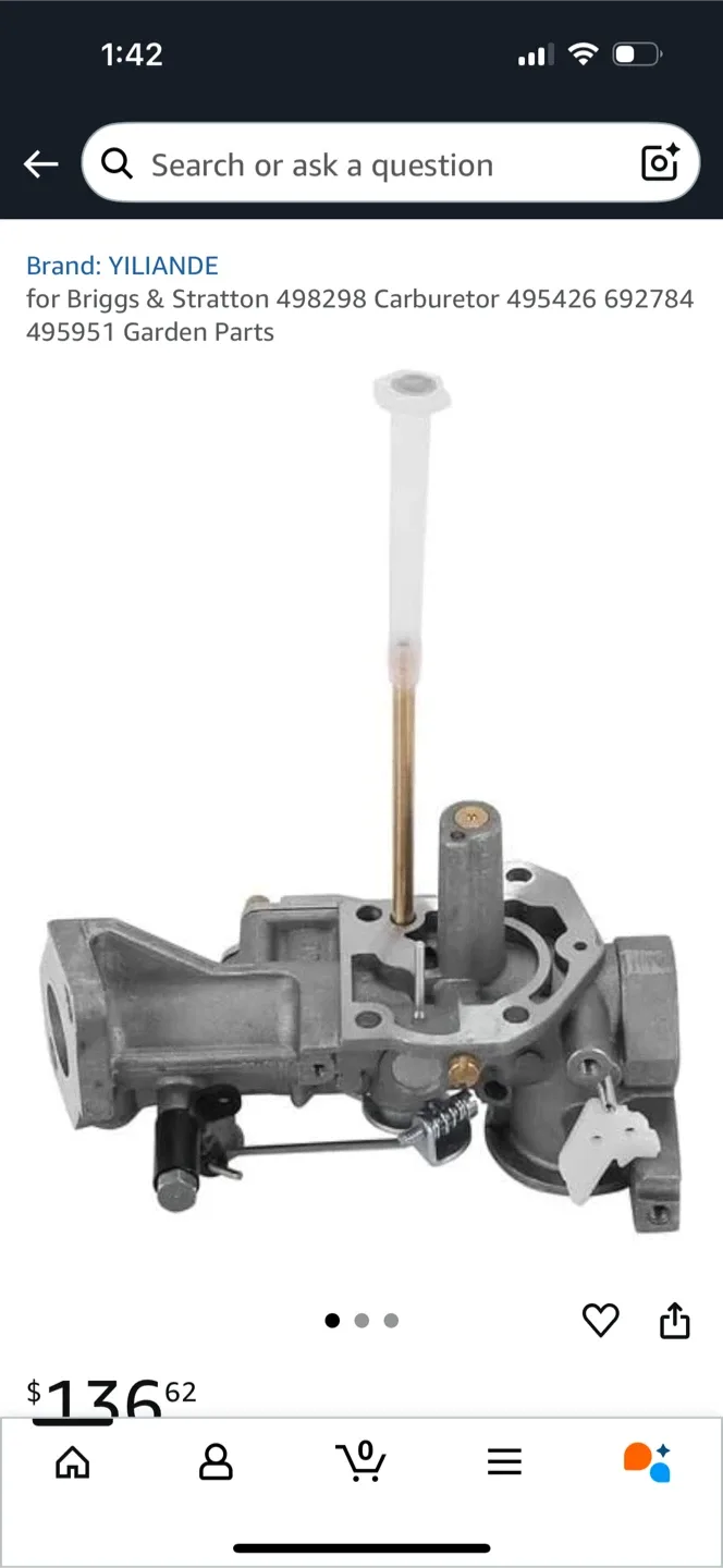 Carburetor for Briggs & Stratton 498298 495426 692784 new, thumbnail