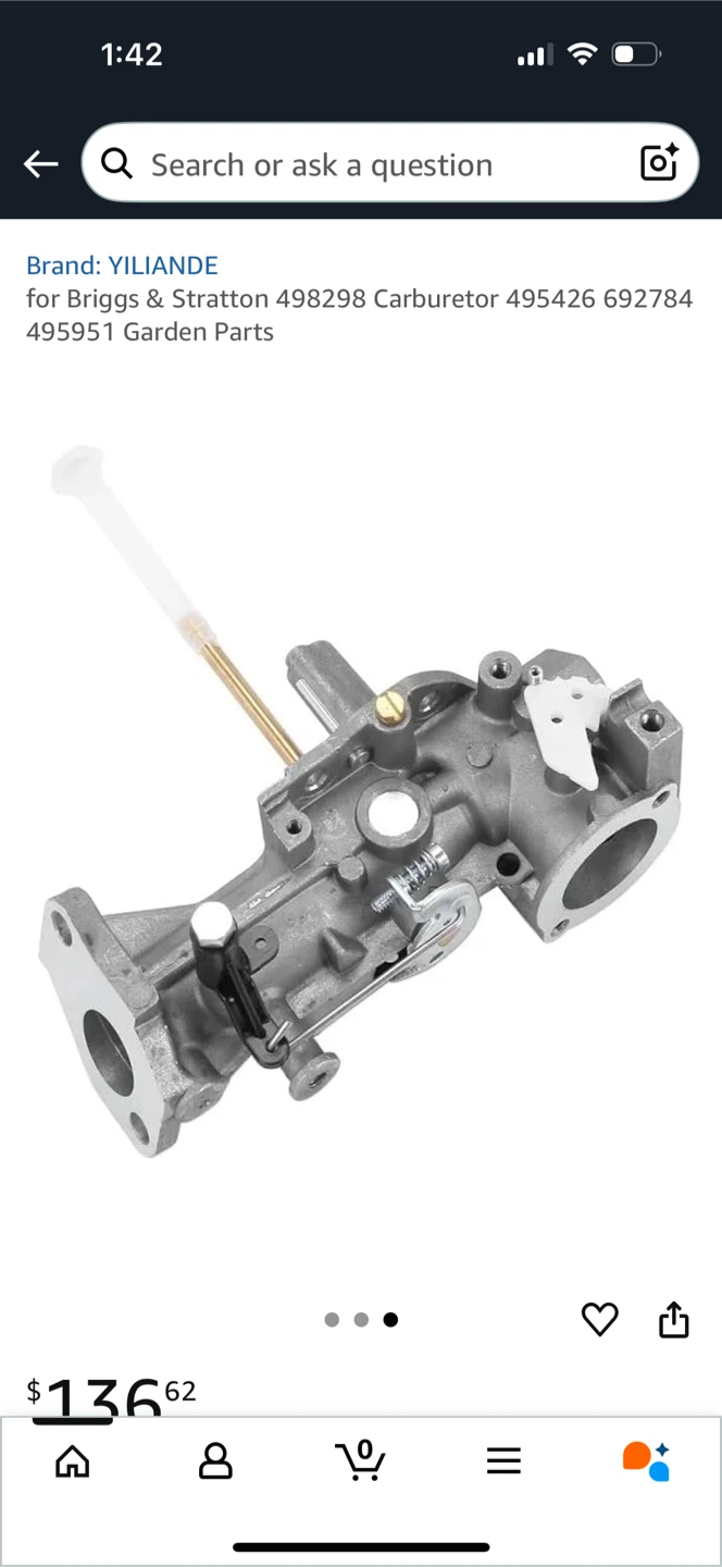 Carburetor for Briggs & Stratton 498298 495426 692784 new, - photo 3