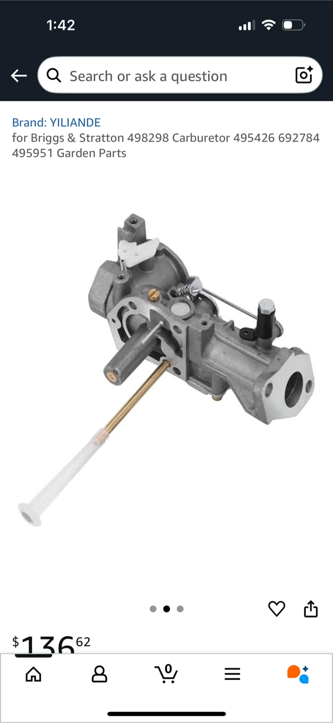 Carburetor for Briggs & Stratton 498298 495426 692784 new, - photo 5