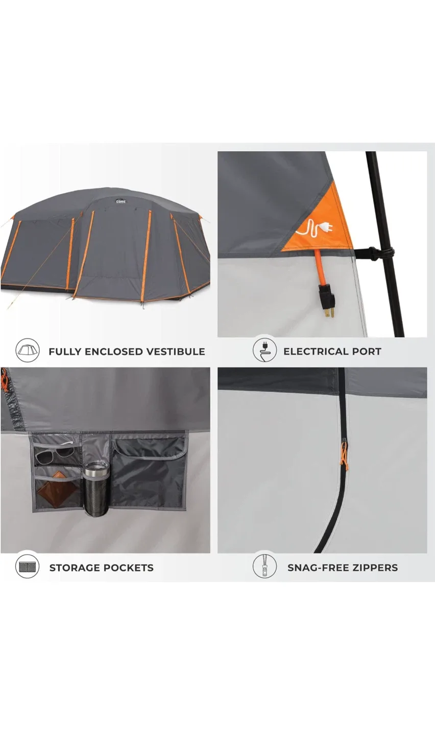 CORE Large 10-Person Multi Room Family Tent with Full Rainfly image indicator(5)