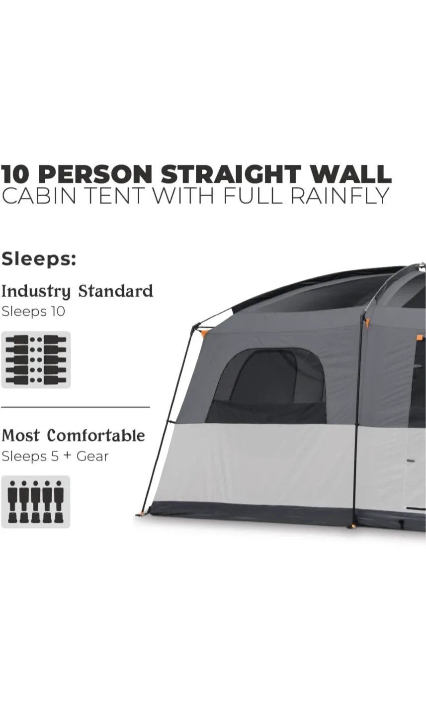 CORE Large 10-Person Multi Room Family Tent with Full Rainfly image indicator(2)