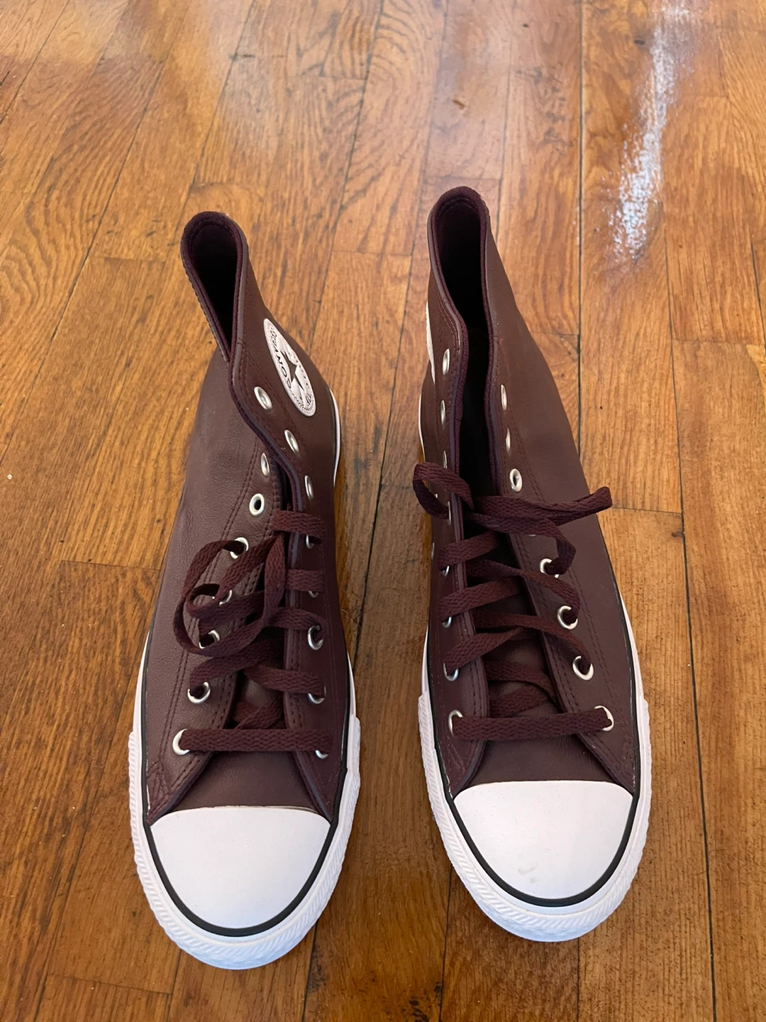 Converse Burgundy All Star High Top Leather Sneakers