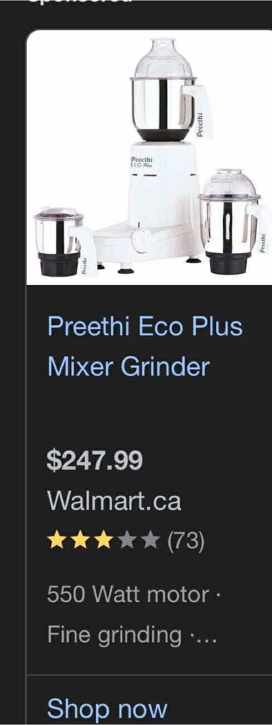 Preethi Eco Plus Mixer Grinder
