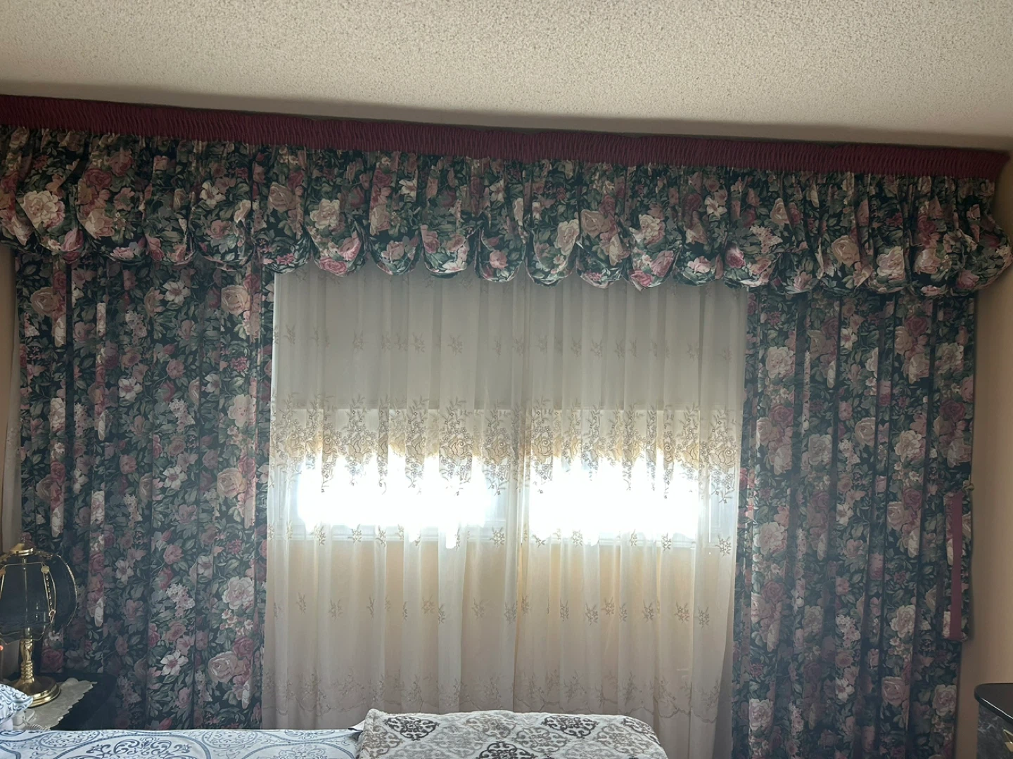 Floral Print Window Curtains