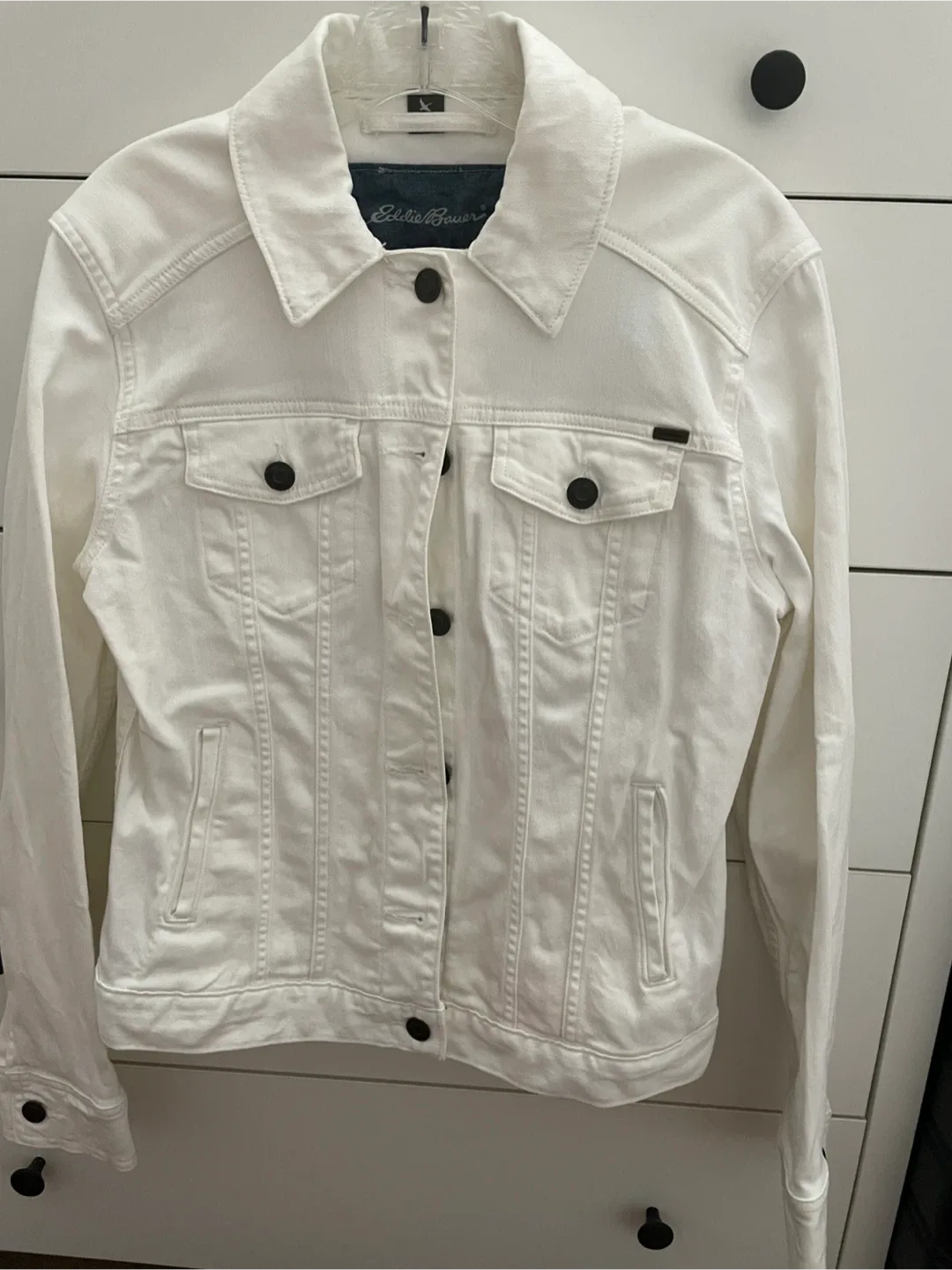Eddie Bauer Women's White Denim Jacket - Size M thumbnail