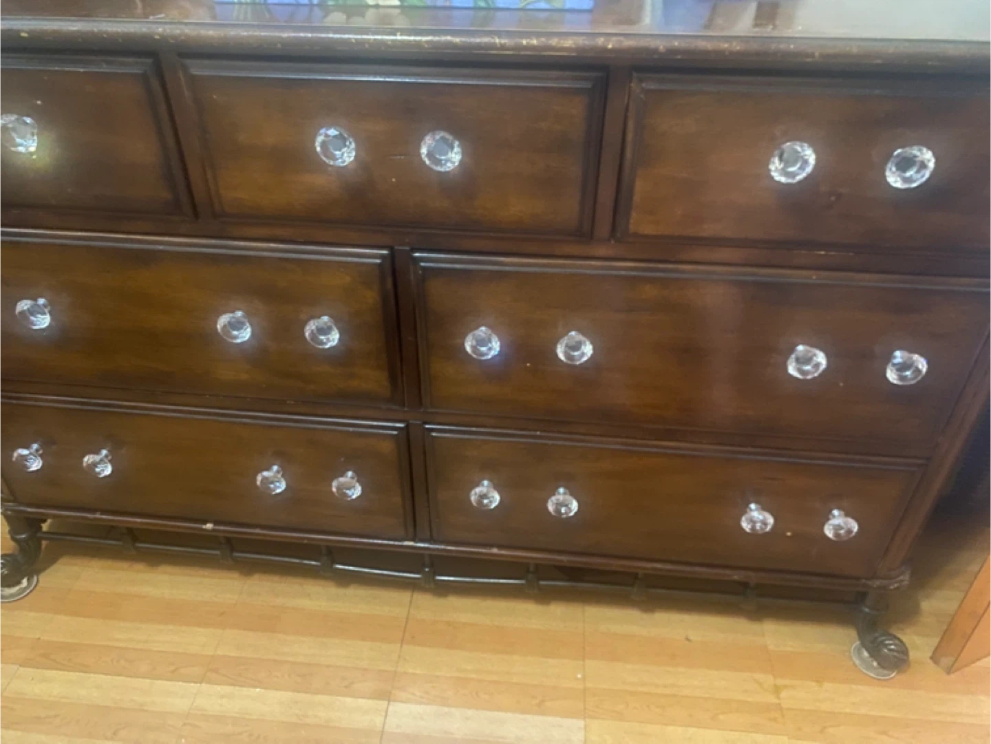 Wooden Dresser with Crystal Knobs