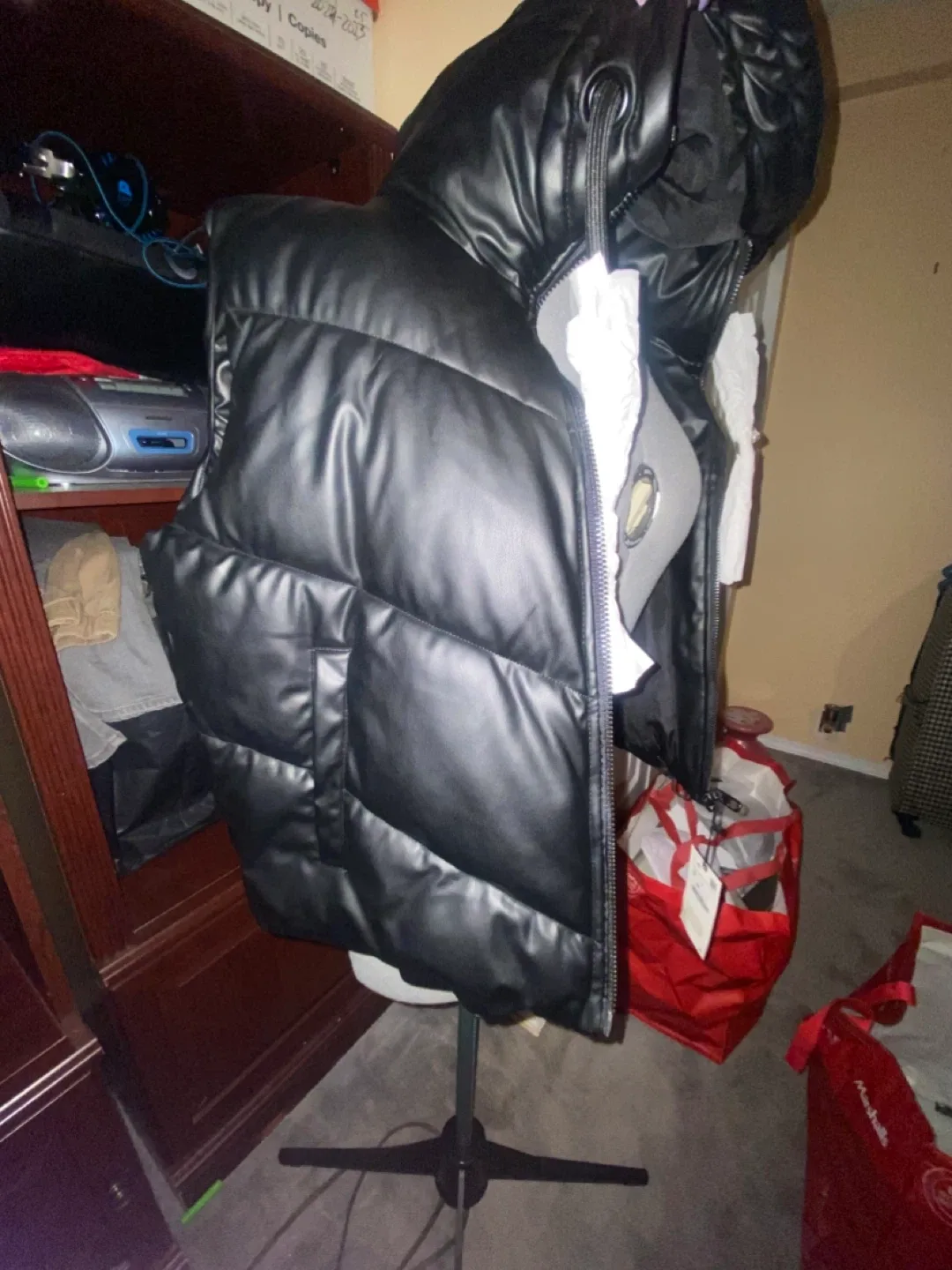 Zara Black Puffer Vest with Hood thumbnail