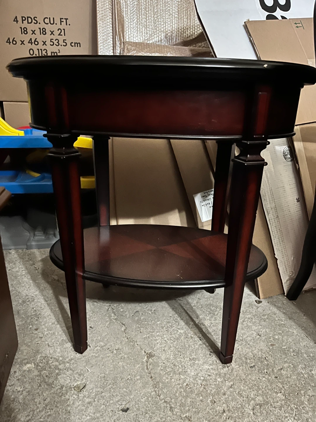 Round Wooden Side Table - Brown