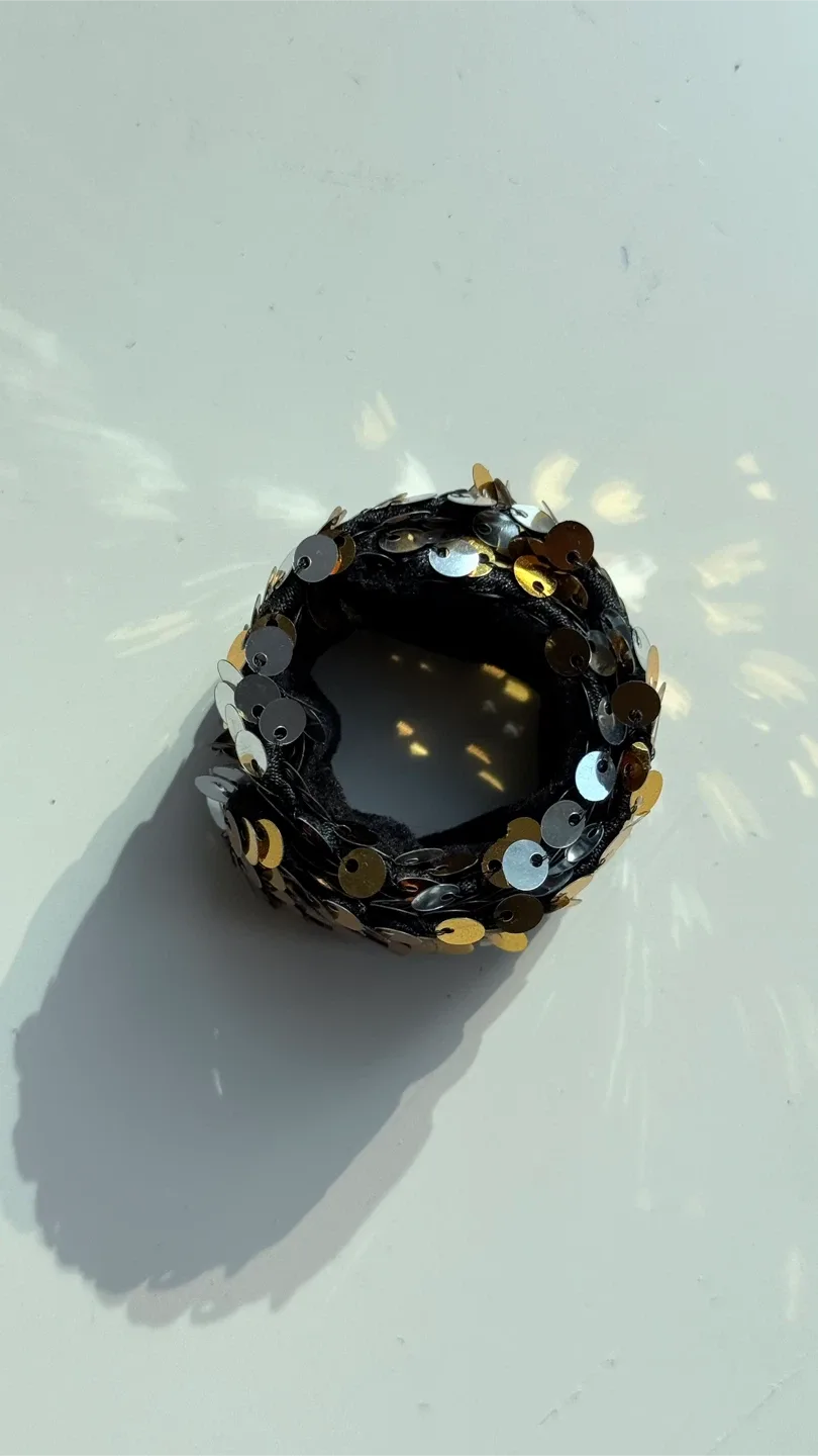 Black Velvet Sequin Hair Tie image indicator(2)