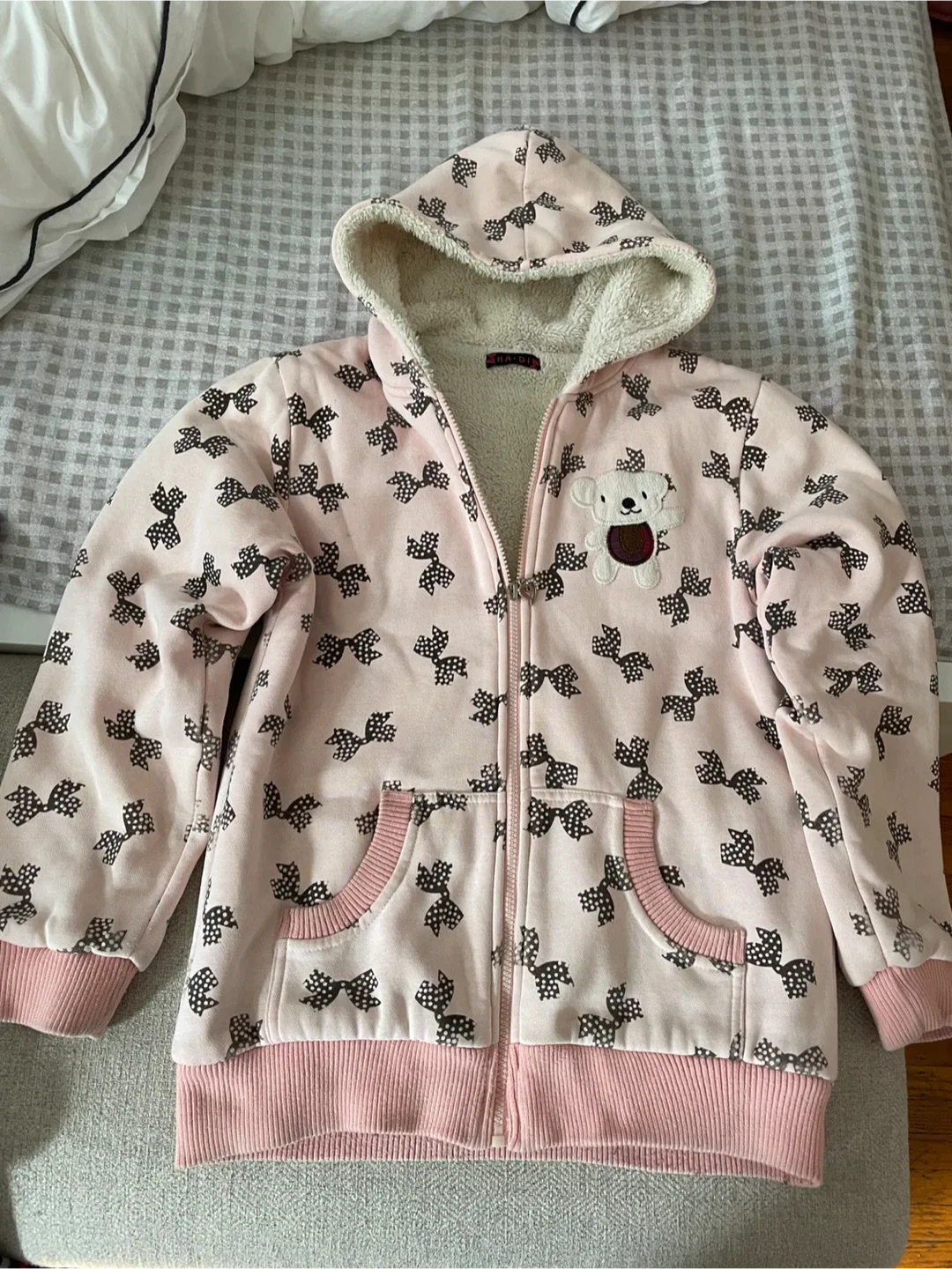 Pink Bow Print Hoodie thumbnail