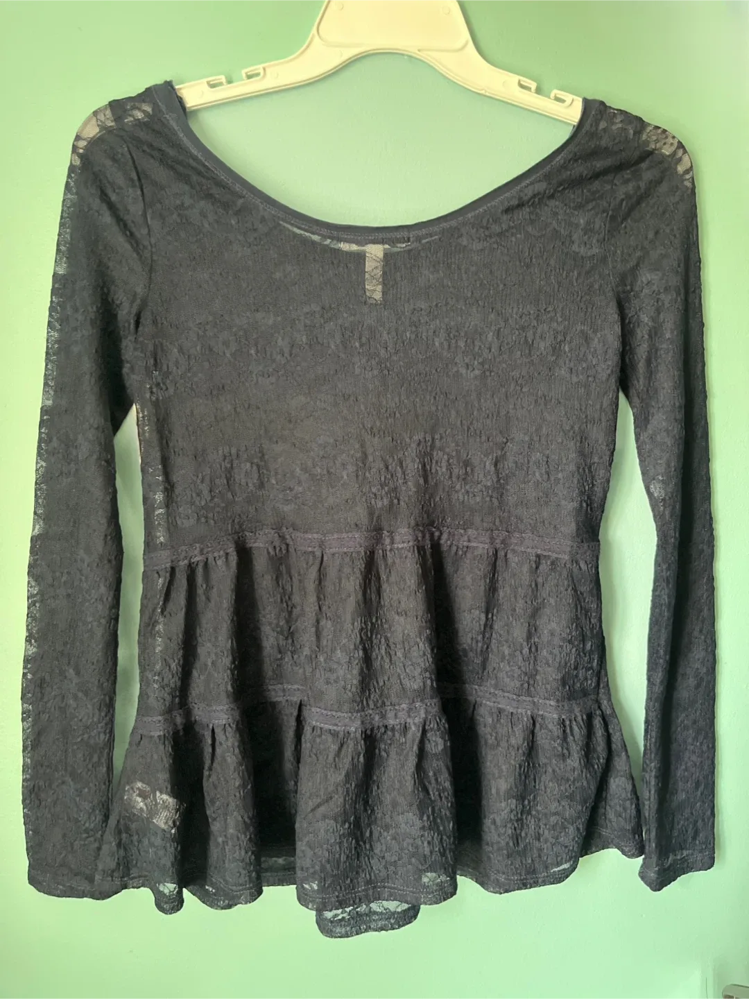 Aeropostale Black Lace Long Sleeve Top image indicator(2)