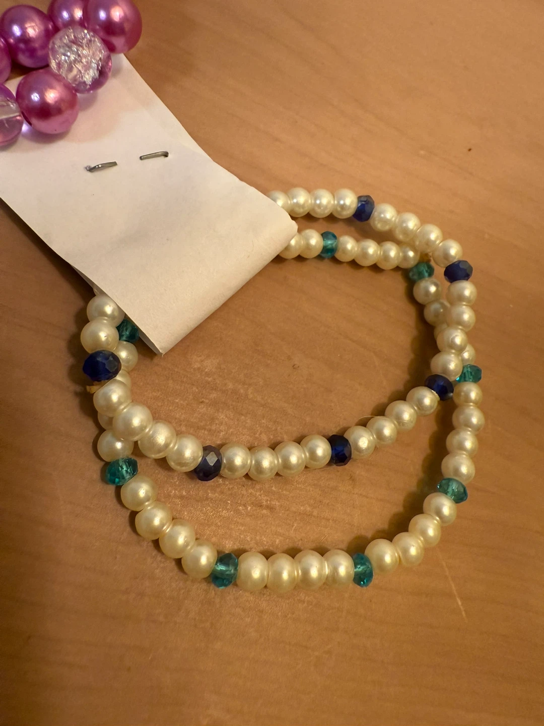 Beaded Bracelet - Pearl & Blue