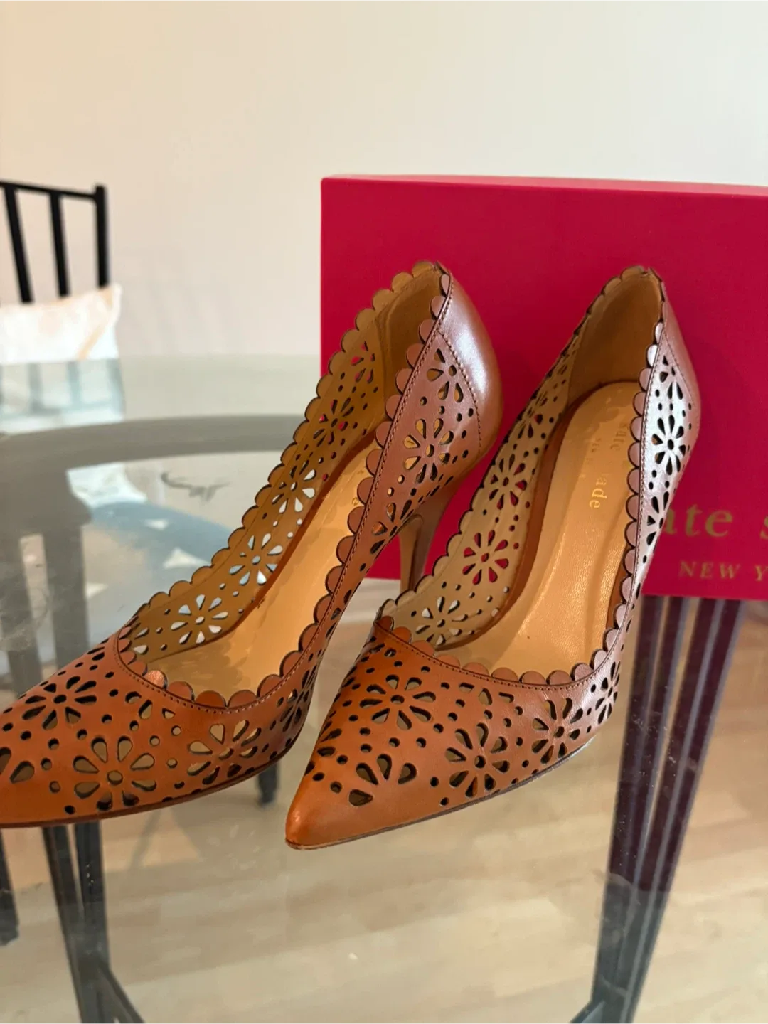 Kate Spade Camel Colour Leather Heels - Size 6.5 thumbnail