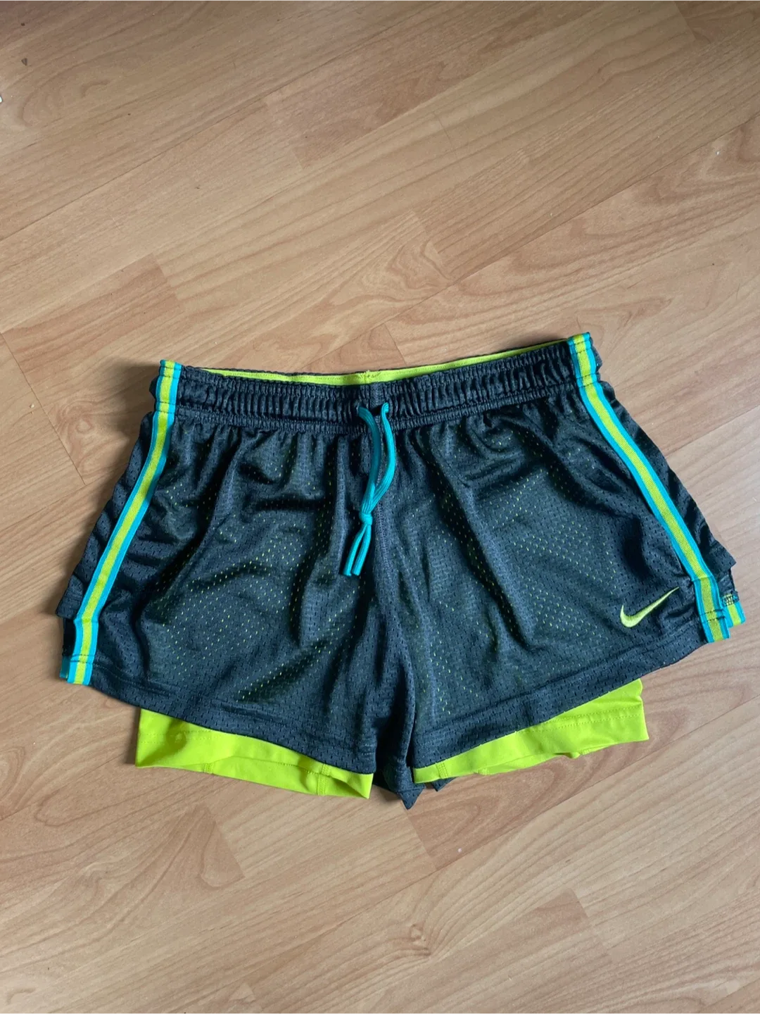 Nike Running Shorts - Black Mesh & Neon Green thumbnail