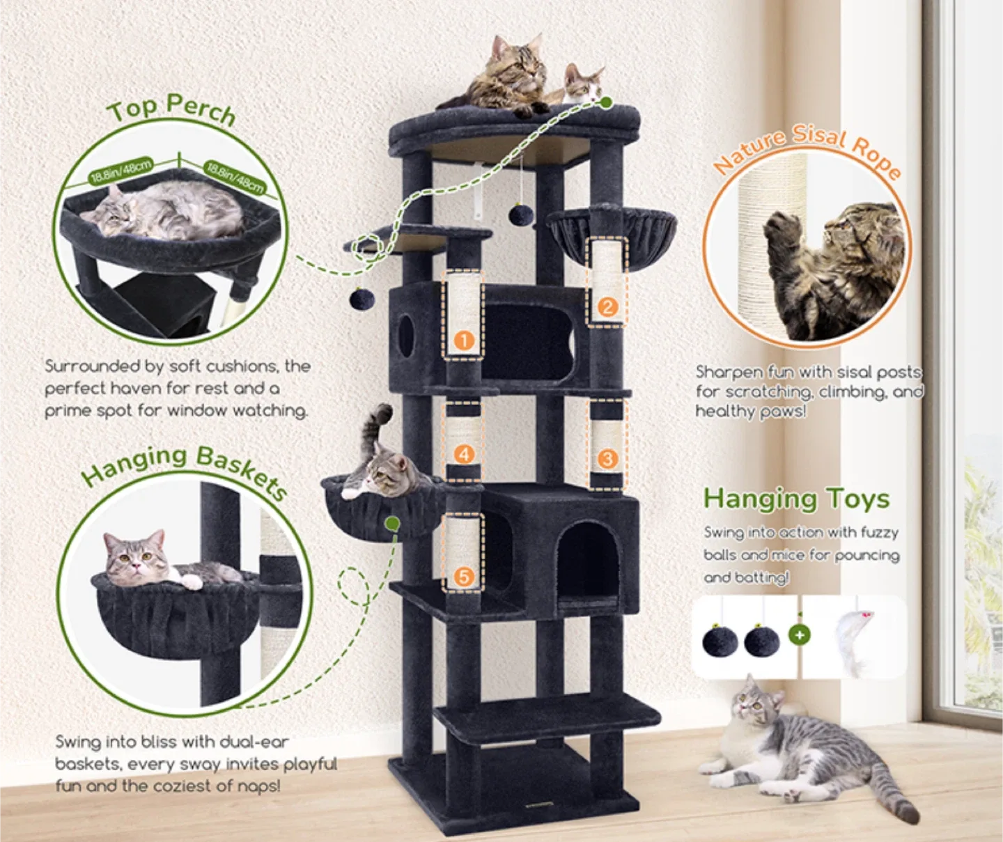 Sturdy 6.2ft Cat Condo Brand New Cat Tree, Pickup in Coach Hill image indicator(2)