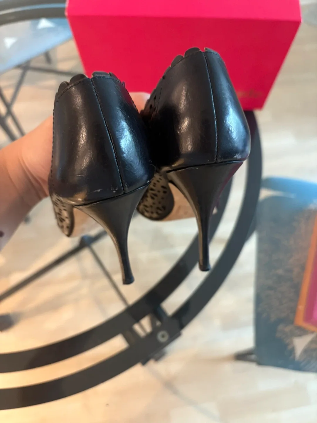Kate Spade Black Leather Heels - Size 6.5 image indicator(4)