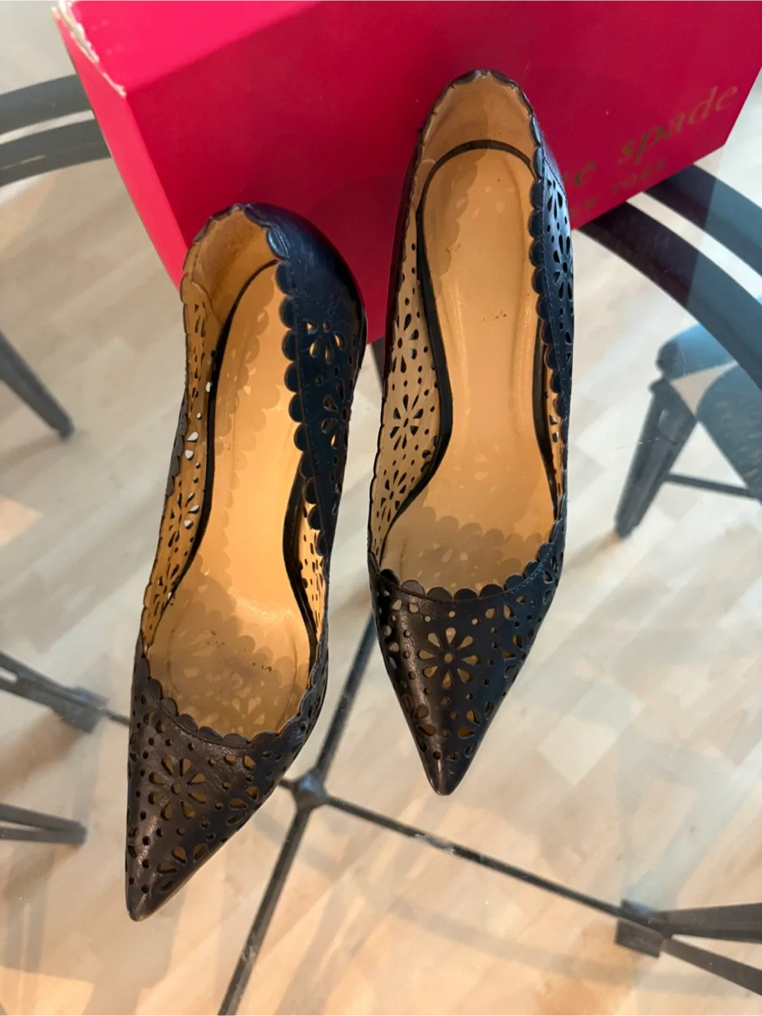 Kate Spade Black Leather Heels - Size 6.5 image indicator(3)