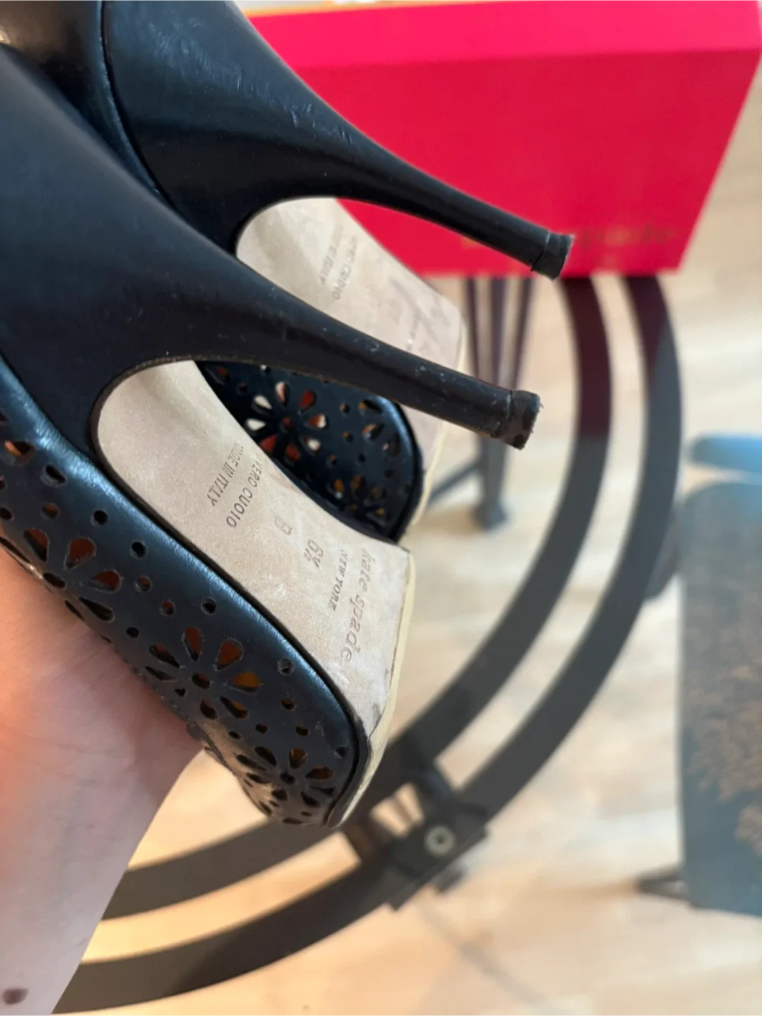 Kate Spade Black Leather Heels - Size 6.5 image indicator(6)