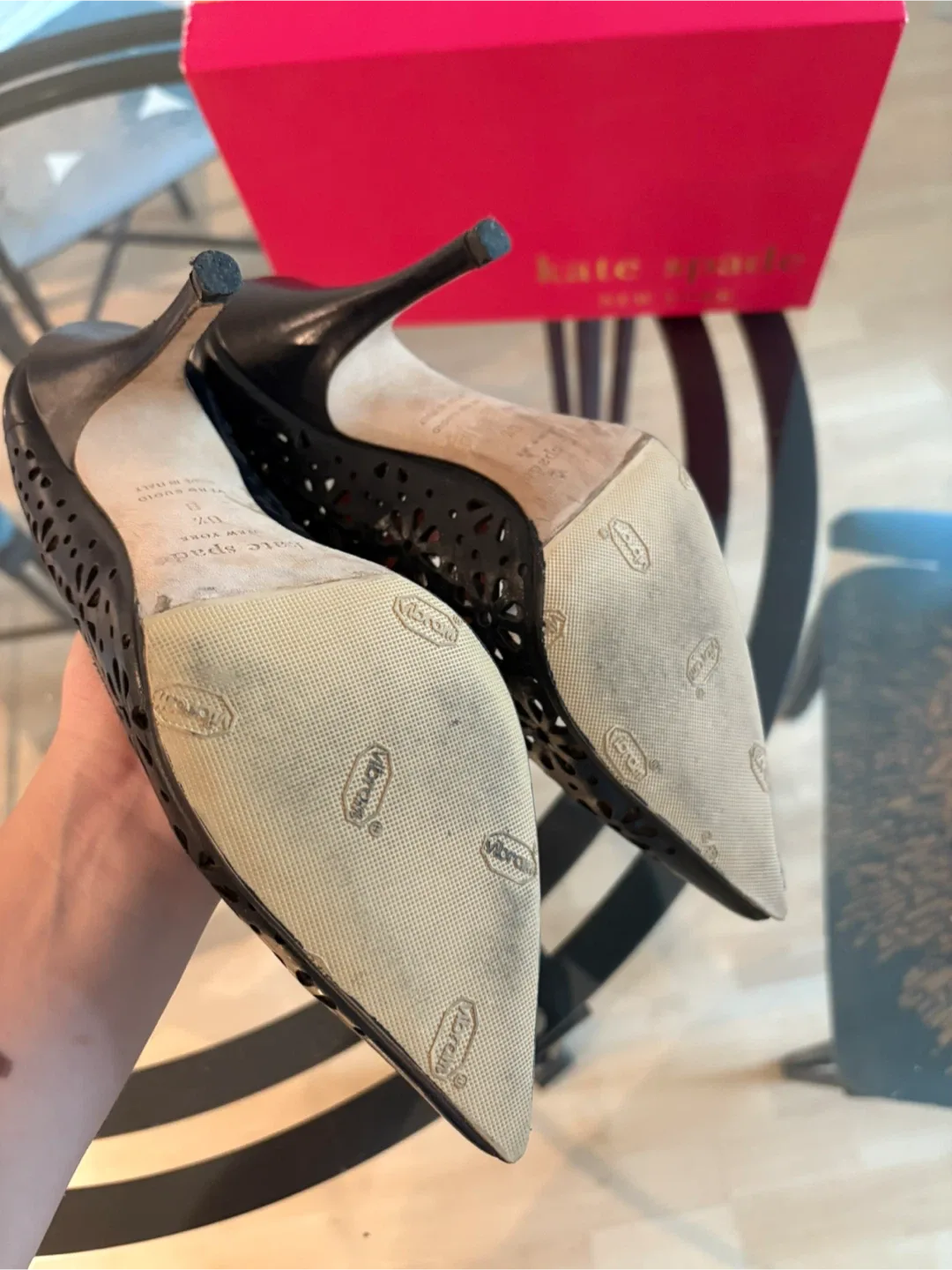 Kate Spade Black Leather Heels - Size 6.5 image indicator(5)