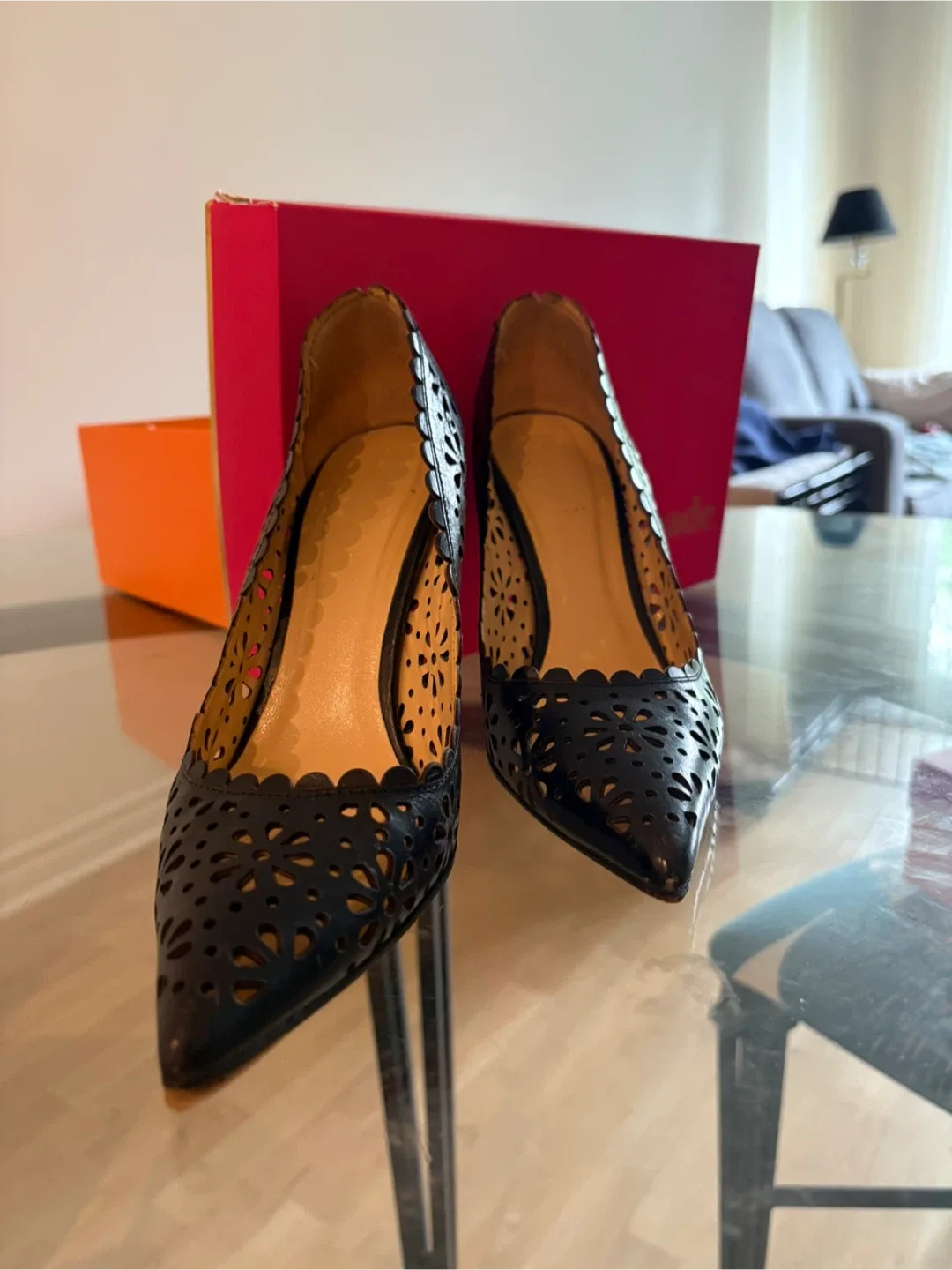 Kate Spade Black Leather Heels - Size 6.5 image indicator(2)