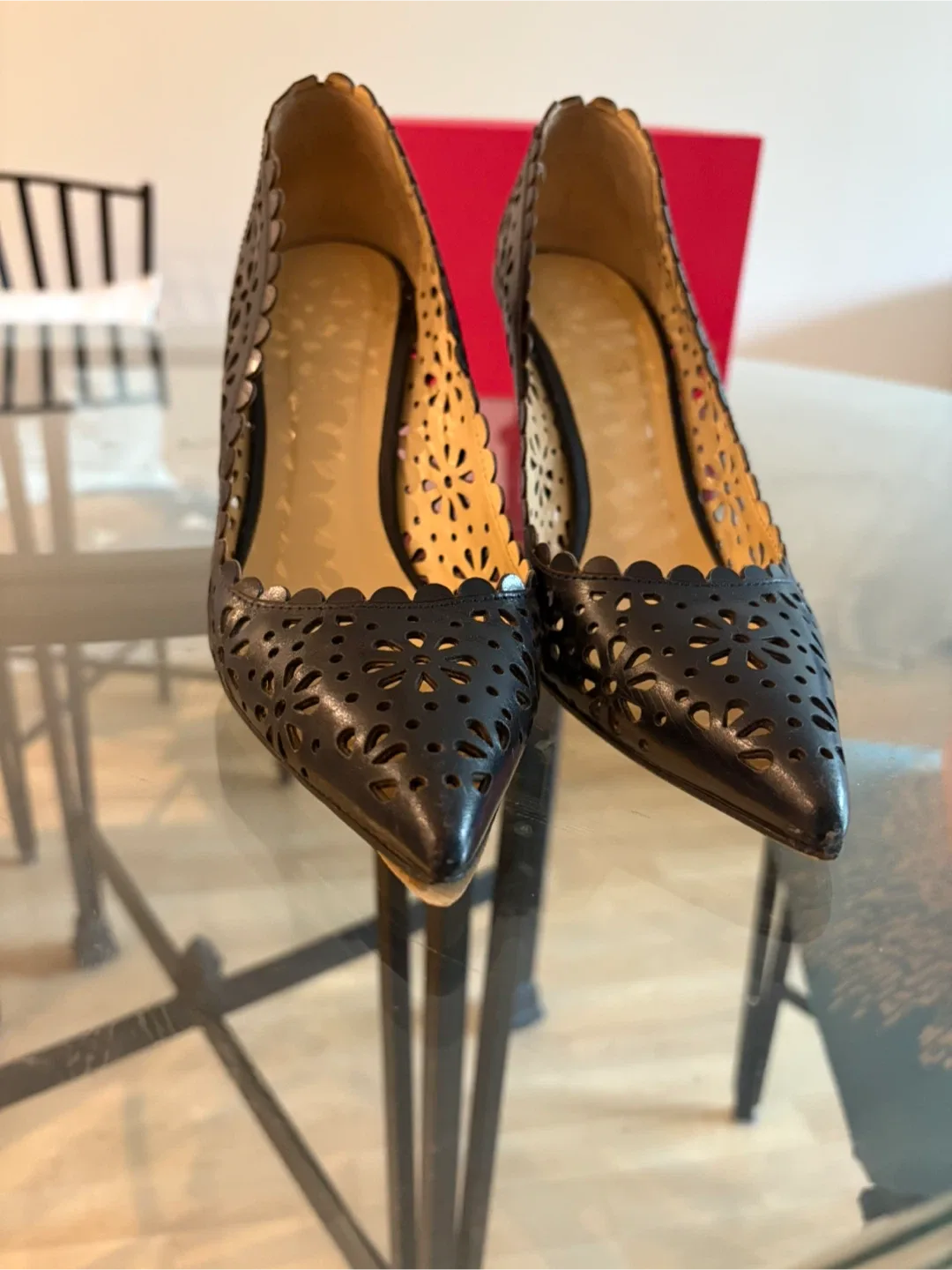 Kate Spade Black Leather Heels - Size 6.5 image indicator(8)