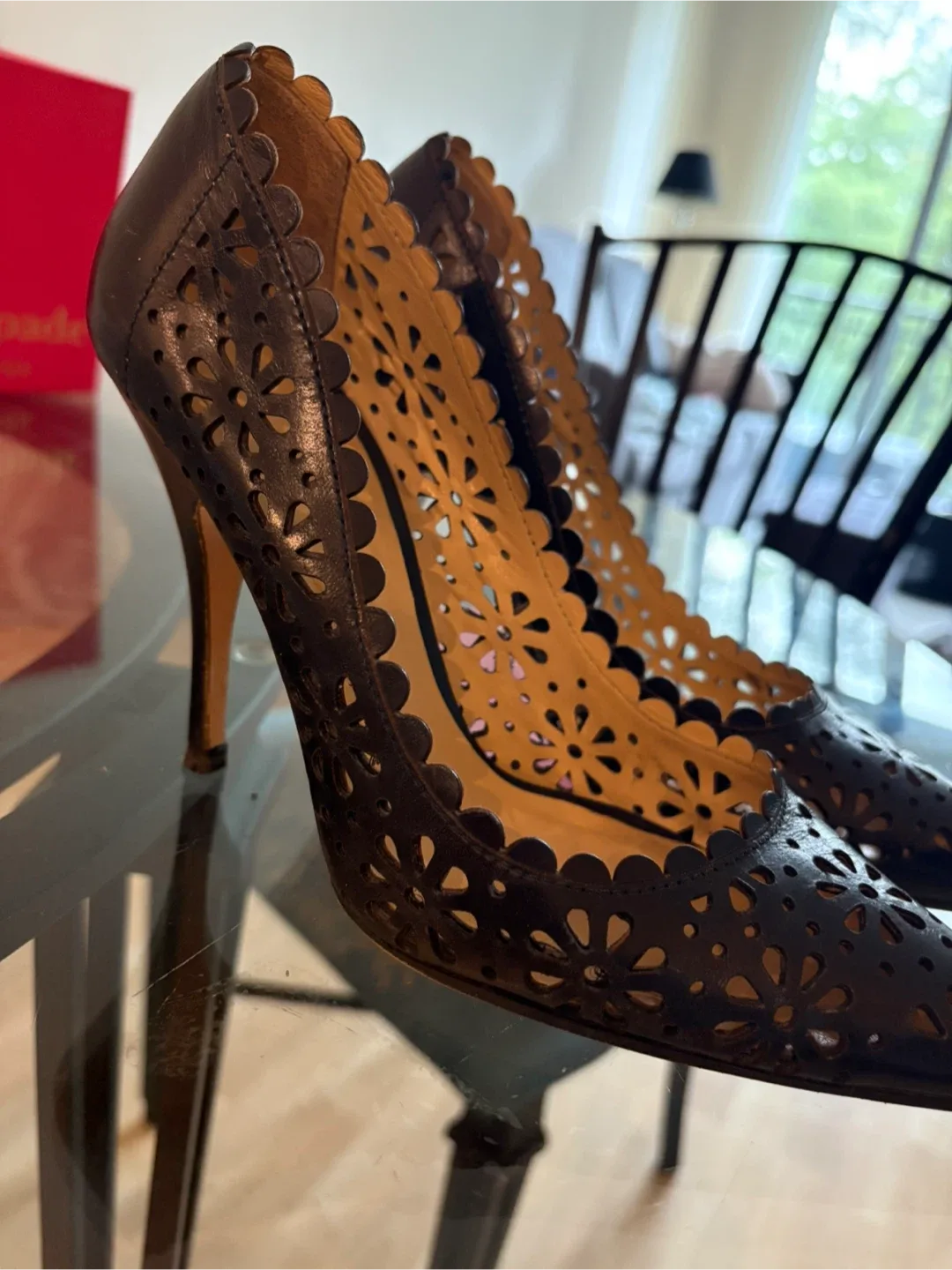 Kate Spade Black Leather Heels - Size 6.5 image indicator(9)