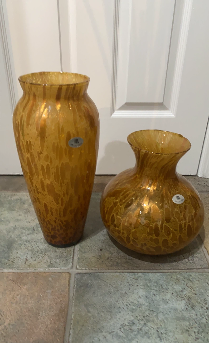 Maestri Vetrai Amber Art Glass Vase Set