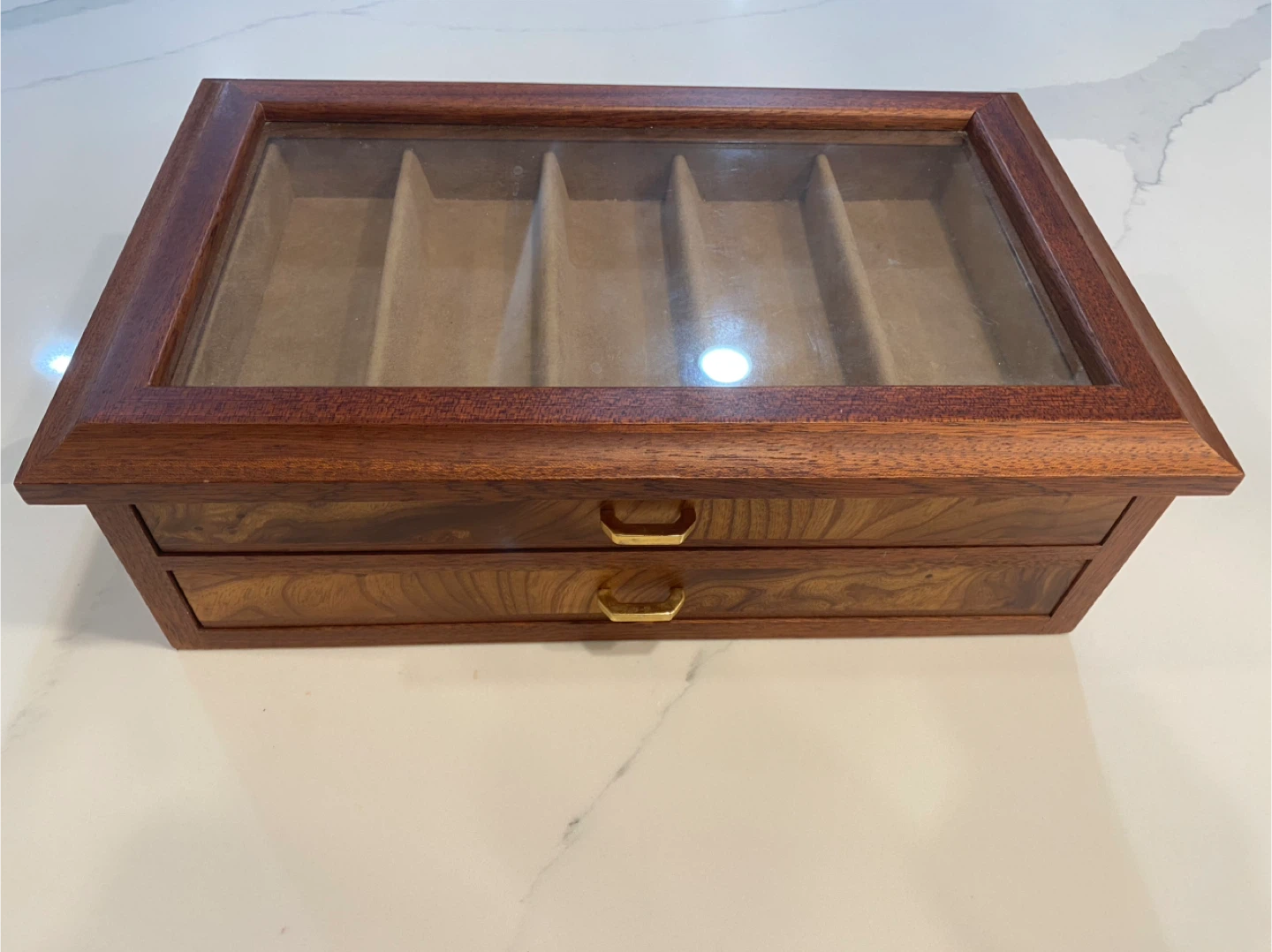 Agresti Briarwood Burl-Wood 2 Drawer Jewelry/ Watch Box